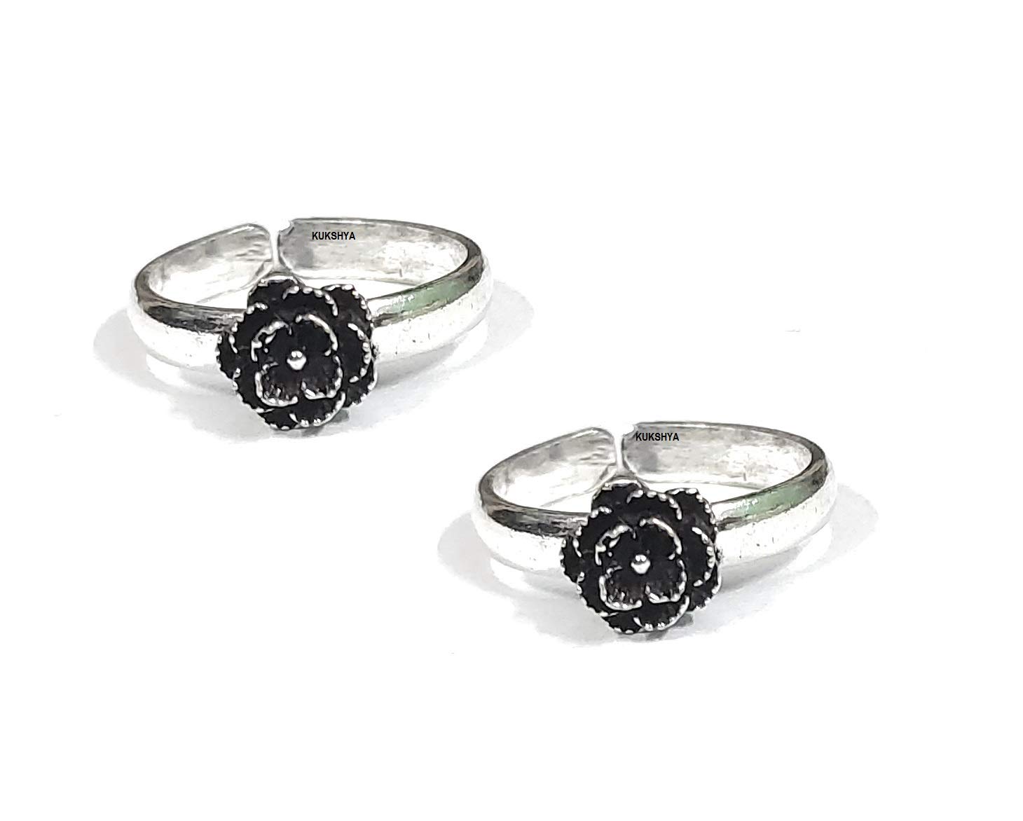 KUKSHYA JEWELLERS Exclusive 925 Pure Silver Flower Toe Rings/Bicchiya for Girls and Women_Traditional_comfortable_Adjustable - Image 2