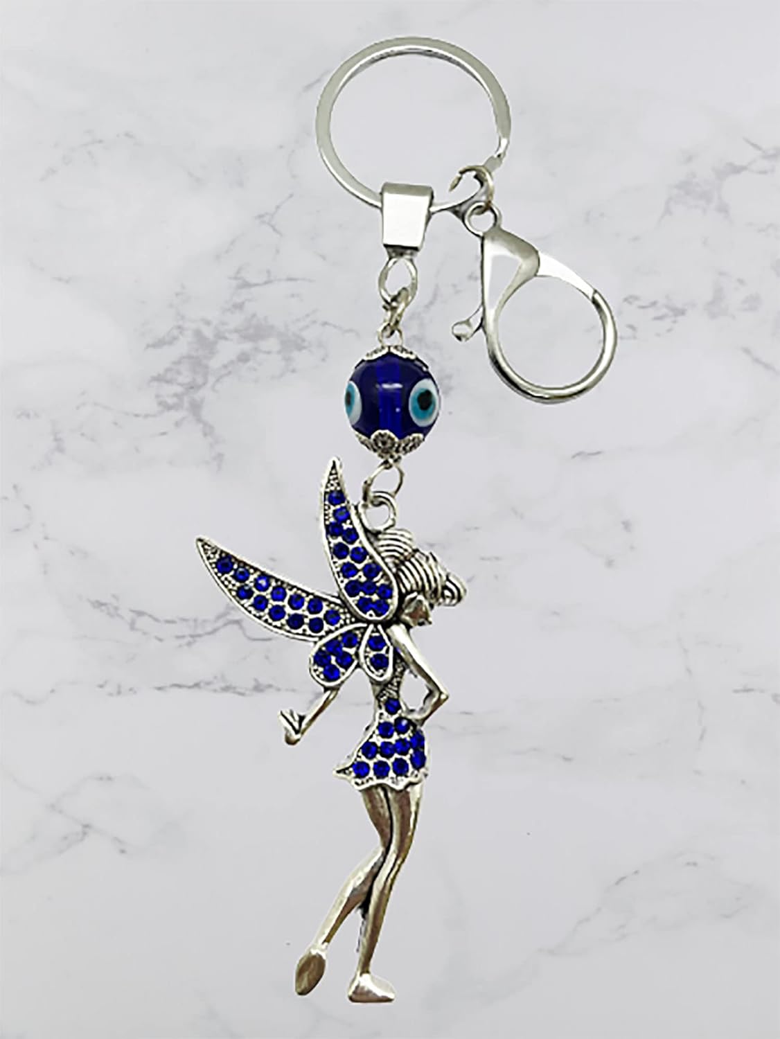 Natchcart Blue Evil Eye with Key Shape Keychain For Bike/Car Gifting With Key Ring Anti-Rust - Image 5