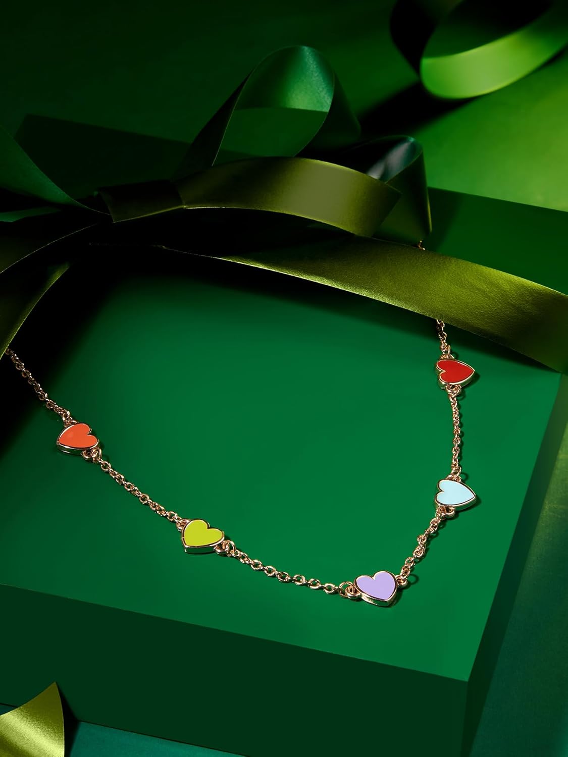 ZAVERI PEARLS Multicolor Enamel Hearts Contemporary Style Chain For Women-ZPFK16223 - Image 3