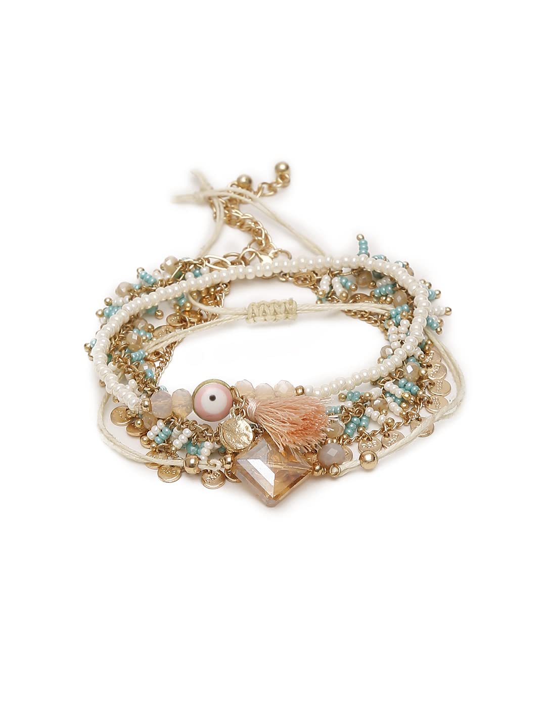 Madame evil eye seed bead drop handmade bracelet - Image 2