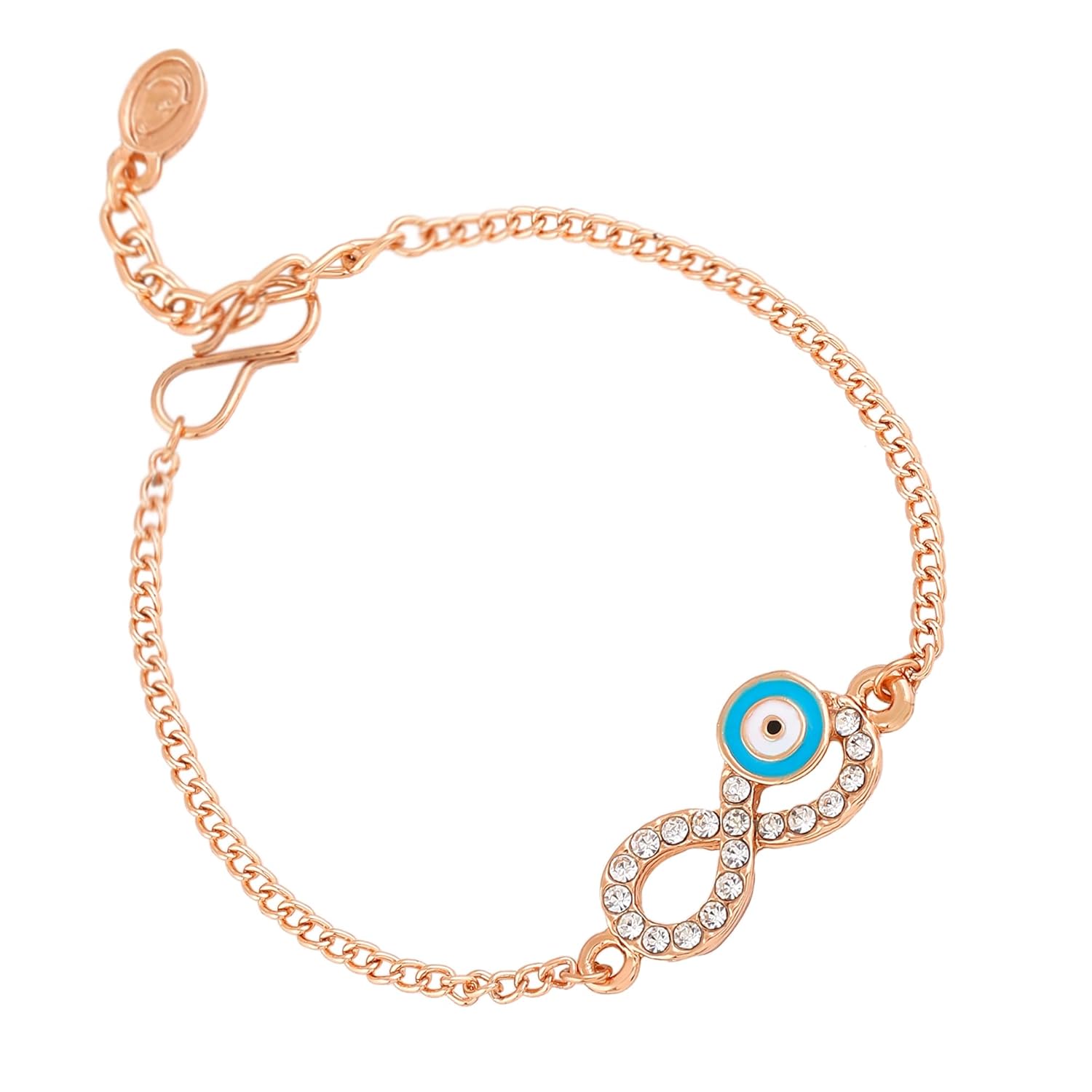 Estele Rose Gold Plated Sparkling Infinity Evil Eye Bracelet for Girls and Women's - Image 7