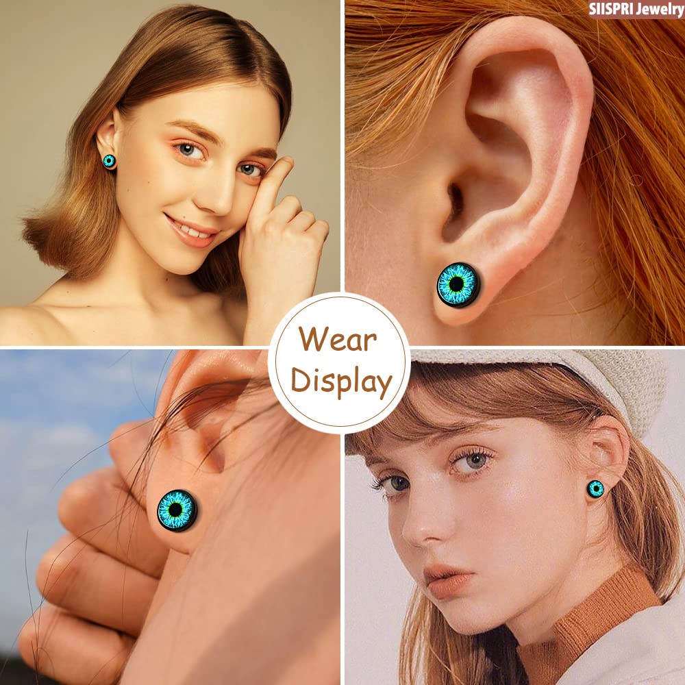 SIISPRI 316L Surgical Stainless Steel Evil Eye Earrings Round Circle Button Stud Post Earrings 10MM - Image 6