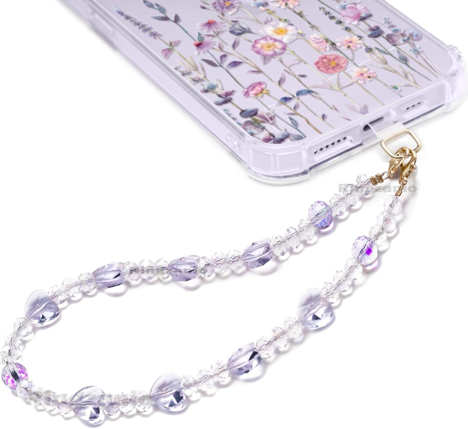 Ringzanio Cell Phone Strap With Crystal Bead and Heart Shape Design | Phone Charm | Phone Strap | Lanyard Strap Detachable Phone Wrist Strap, Hands-Free Keychain Phone Accessories for Women Girls - Image 2