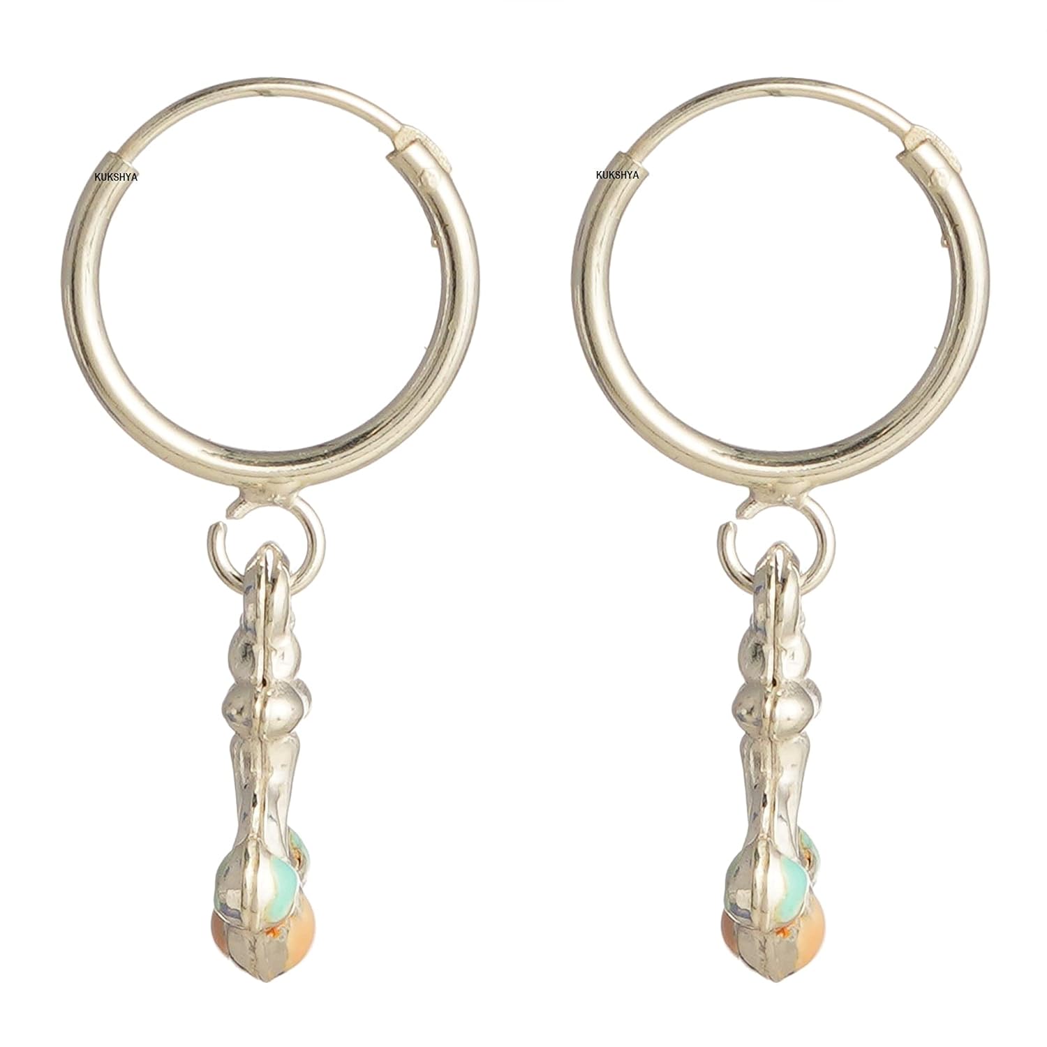 KUKSHYA JEWELLERS 925 Sterling Silver Charms Hoops Bali Earrings pair for Girls, Babies, Boys or Women (Small Size) - Image 3