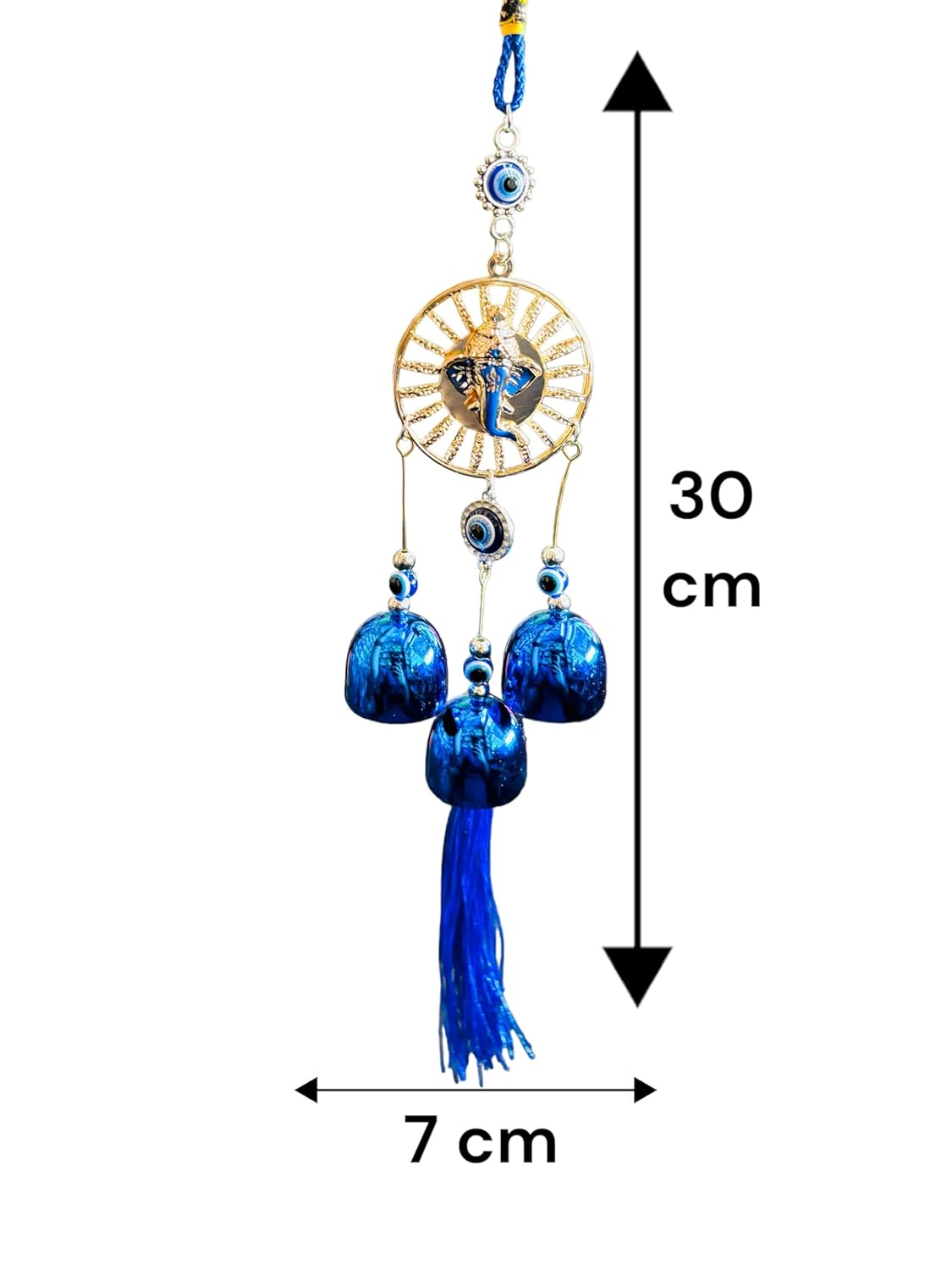 WS Evil Eye Wind Chime With 3 Bells for Home & Office - Brings Positive Vibes & Removes Negative Energy | Wall Hanging (Ganesh Ji) - Image 6