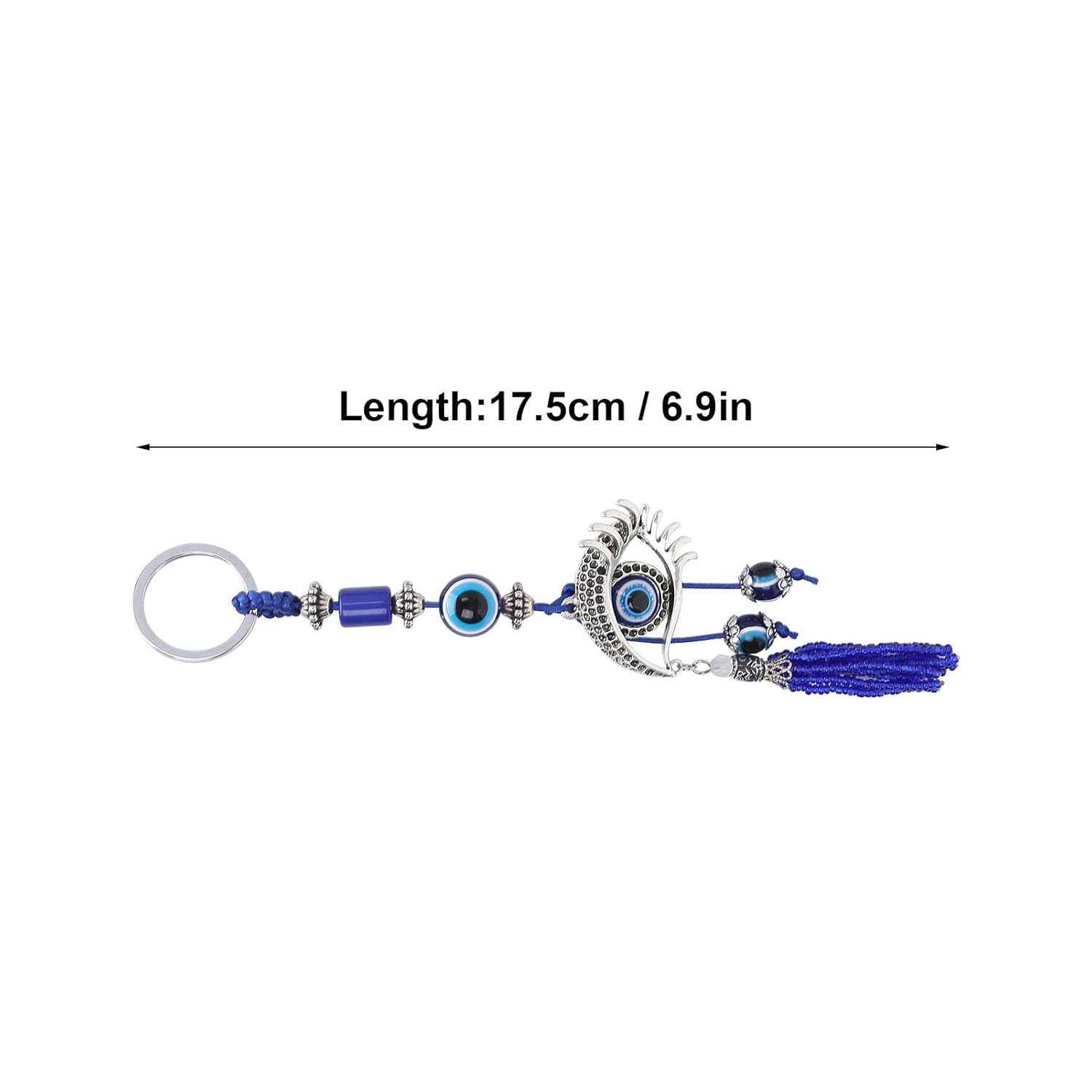 Turkish Evil Eye Keychain, Turkish Eye Shaped Keychain Pendant Turkish Blue Evil Eye Keychain Charms Pendants Fashionable Key Ring Blue Good Luck Key Holder Gift Car Hanging Decoration, Default, - Image 8