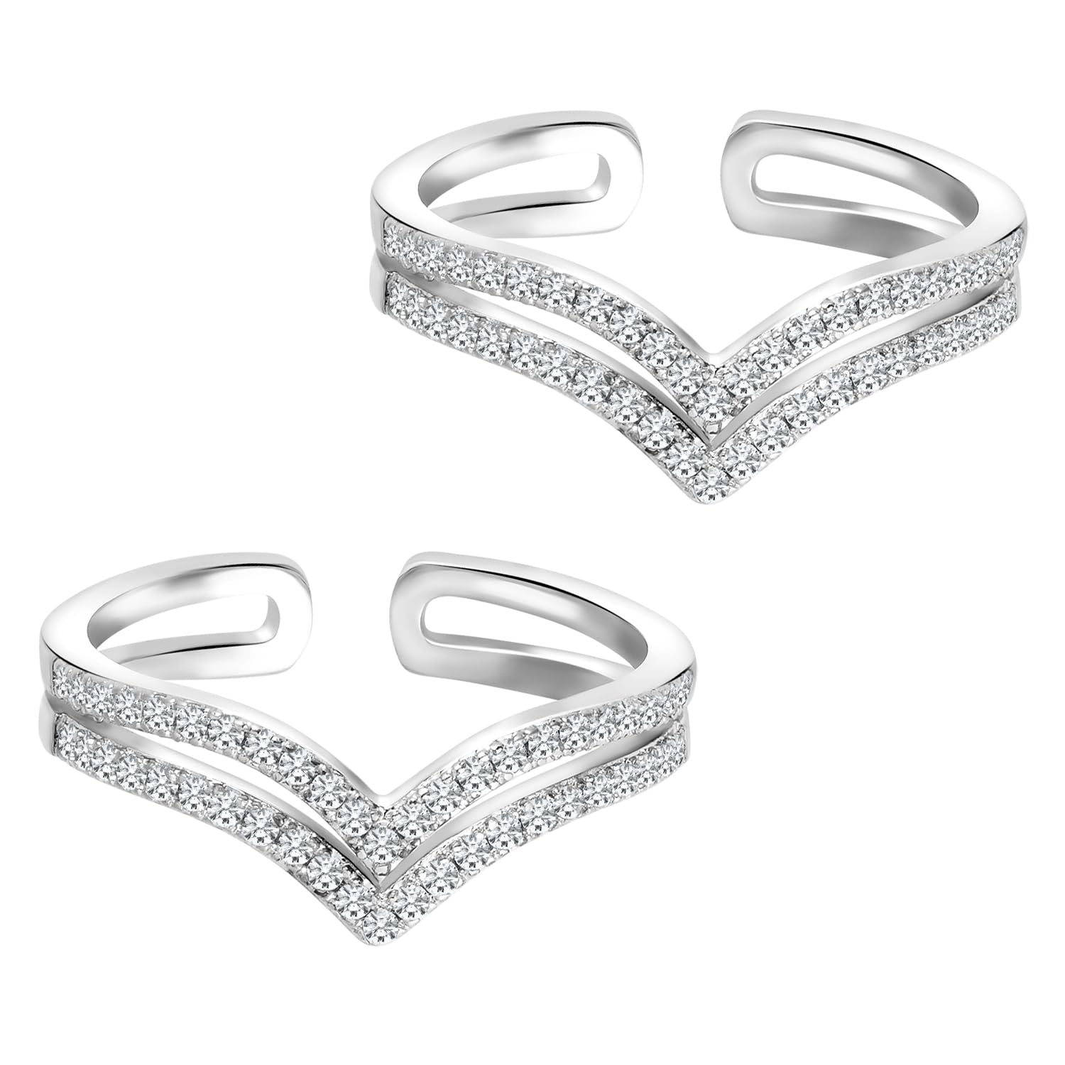 Peora Cubic Zirconia Studded Adjustable Toe Rings Stylish Bichiya Jewellery for Women - Image 5