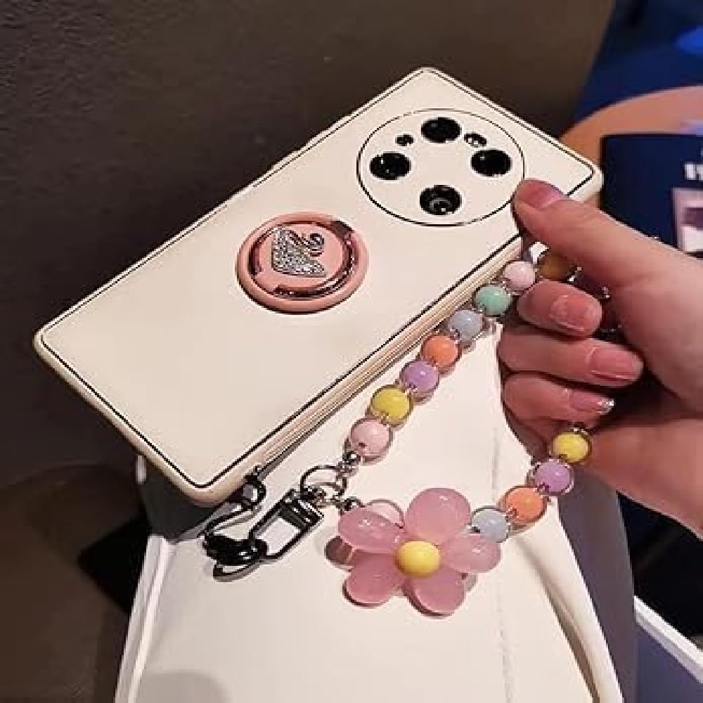 TypoGrove Colorful mobile phone strap beaded flower bracelet creative hanging rope keychain mobile phone lanyard beaded flower anti-lost phone case lanyard girl woman wrist strap phone jewelry, - Image 4