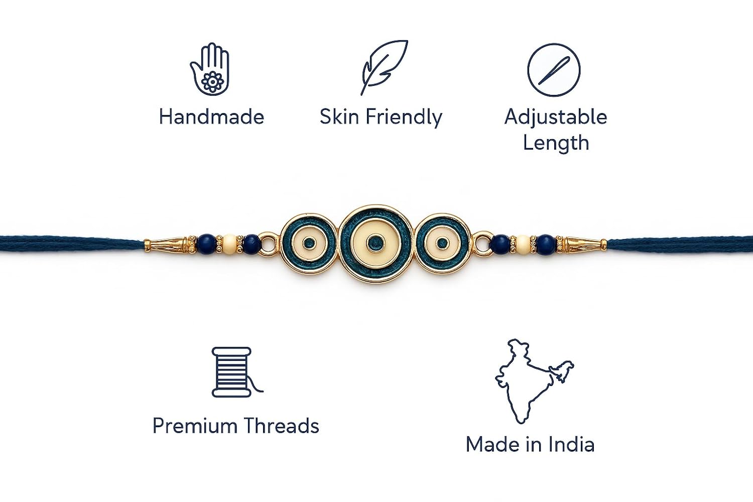 Mostly Homely Set of 5 Rakhi for Brother with Roli Chawal, Greeting Card & 1 Free Diya For Pooja - Image 3