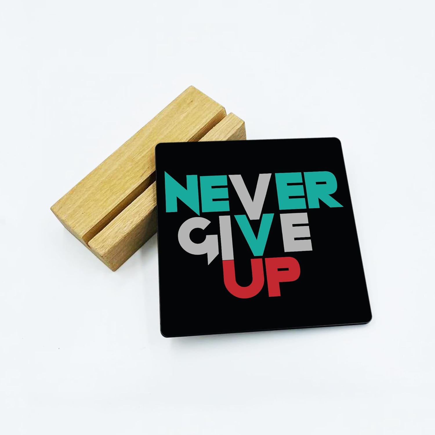 RAG28 Wooden Never Give Up Study Office Table Decor Showpiece for Home Decor Items (Size: 6.5X6 Inches, EK25) - Image 6