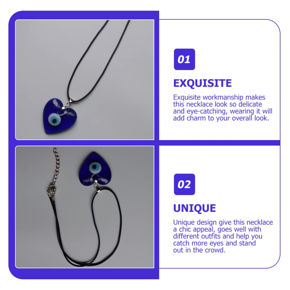 Evil Eye Pendant Necklace Heart Shape Glass Turkish Blue Eye Lucky Necklace for Women Men Jewelry - Image 5