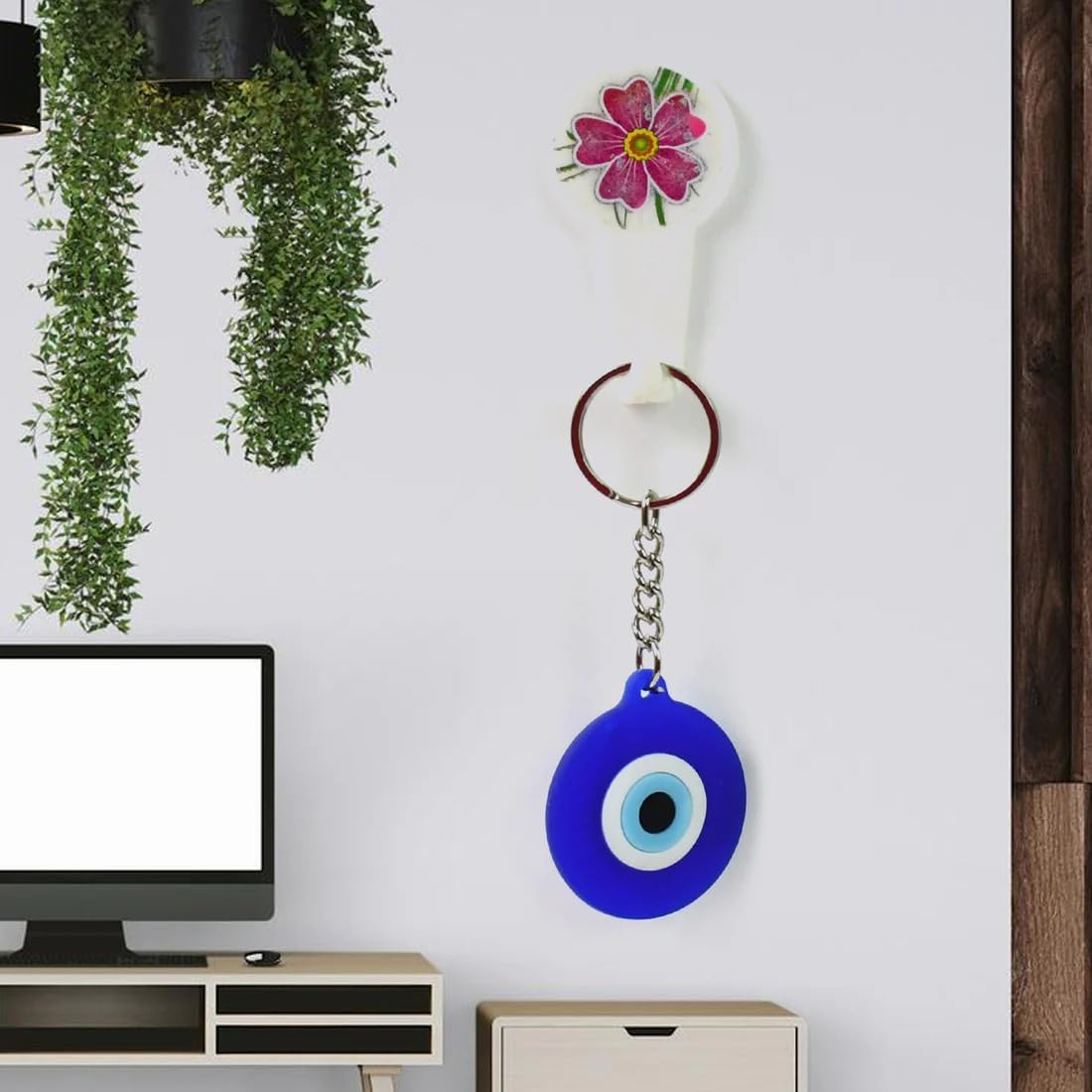 Exxelo Blue & Silver Evil Eye Keychain – Stylish Nazar Keyring for Bike, Car & Home | Protective Charm Key Chain for Gifting, Good Luck & Ward Off Negativity - Image 5