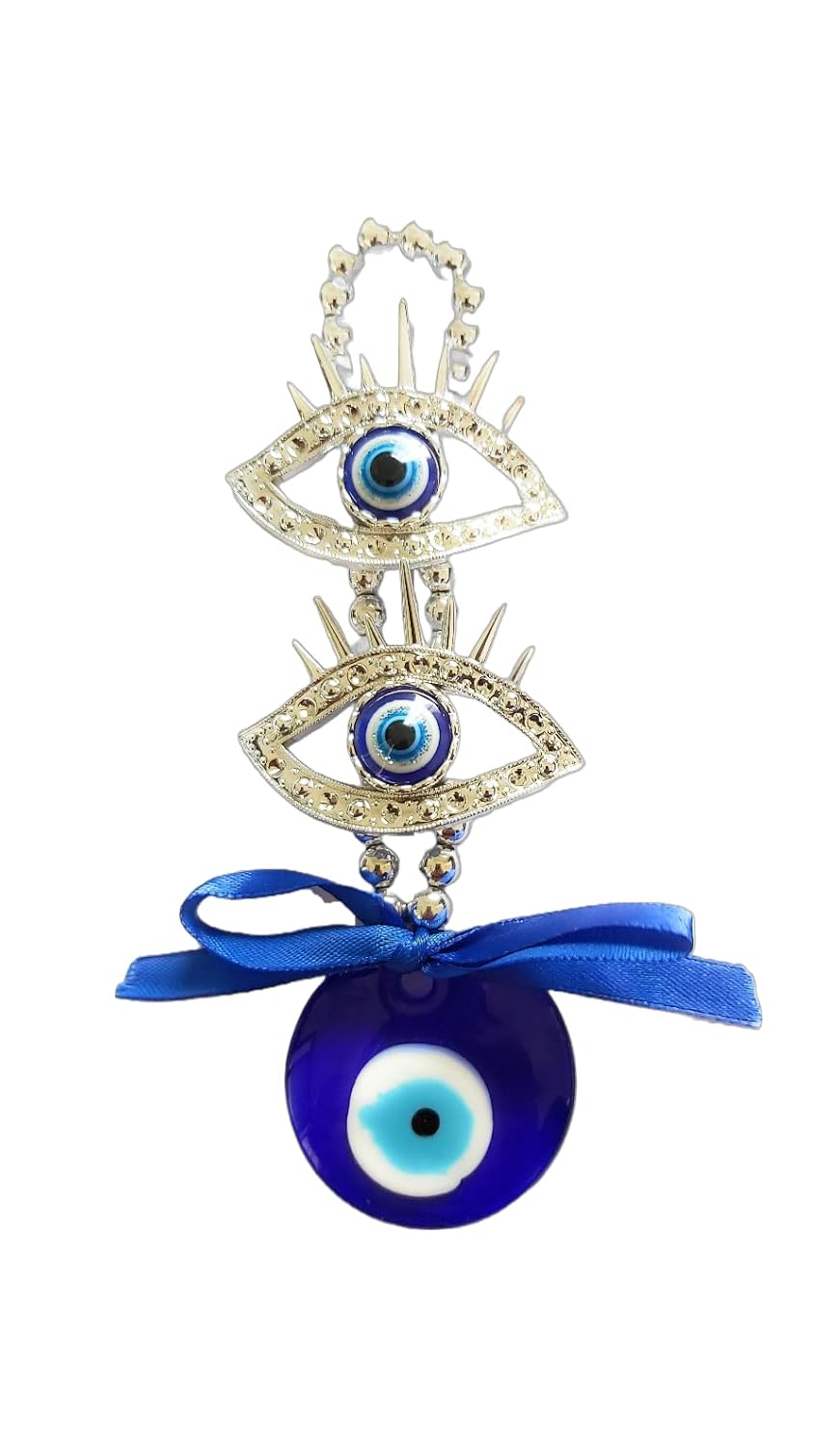 The Cube Mart Turkish Evil Eye Hanging for Home Protection, Prosperity, Charm & Luck, Evil Eye Charm for Home Entrance, Car, & Office, Evil Eye Wall Hanging, Blue (TCM- Double Eye) - Image 2