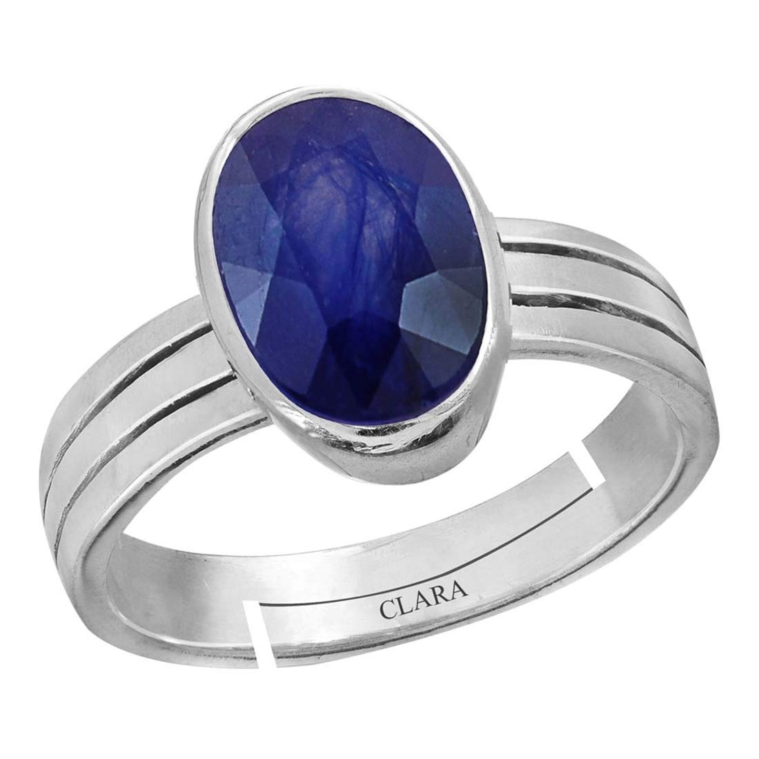 Clara Blue Sapphire Neelam 3cts or 3.25ratti Stone Silver Adjustable Ring for Men - Image 2