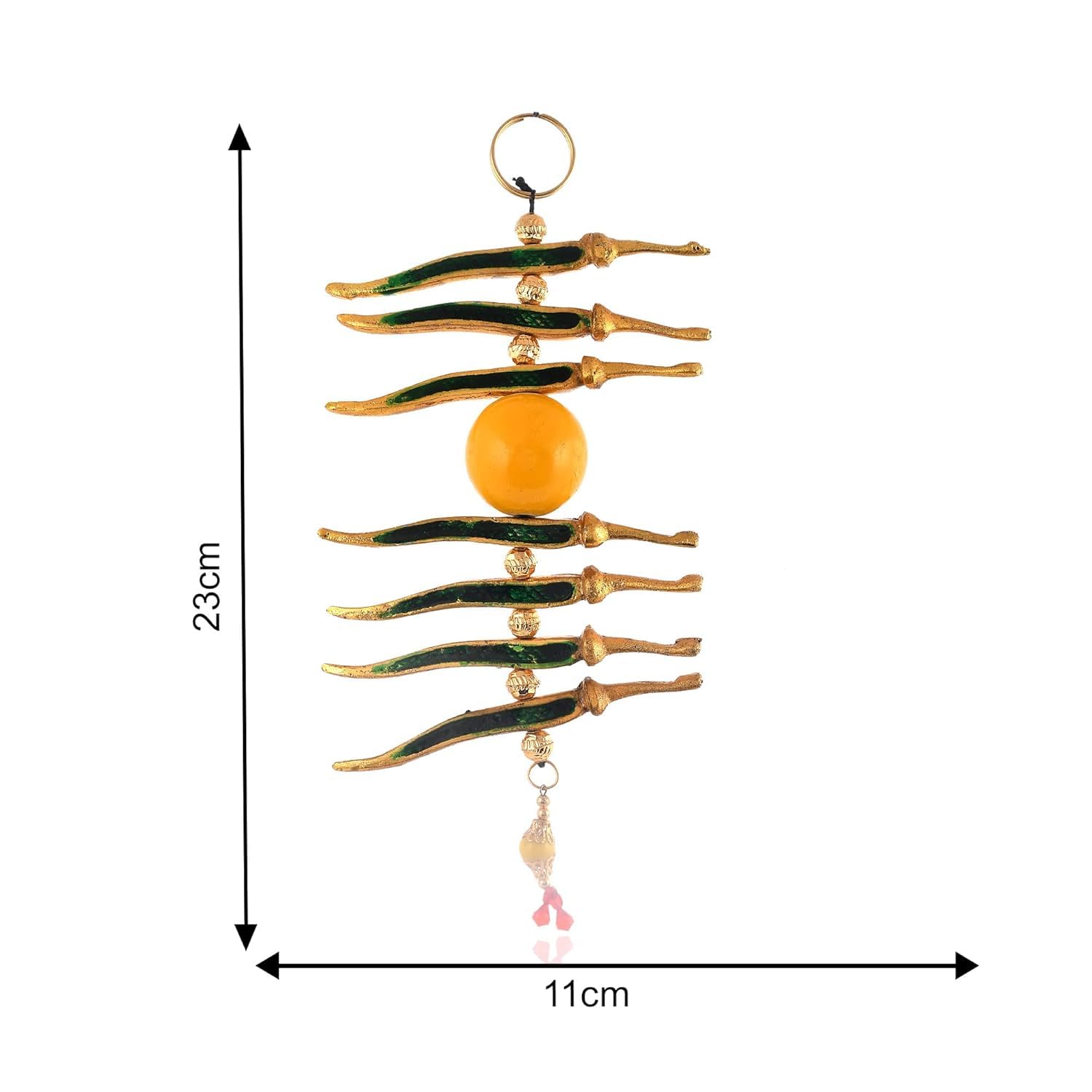 Pink Sky Metal Nimbu Mirchi Door Hanging Green Mirch Yellow Lemon for Outdoor | Vastu Feng Shui Buri Nazar Batoo Car, Shops Homes & Offices Good Luck Charm Protection from Negativity - Image 3