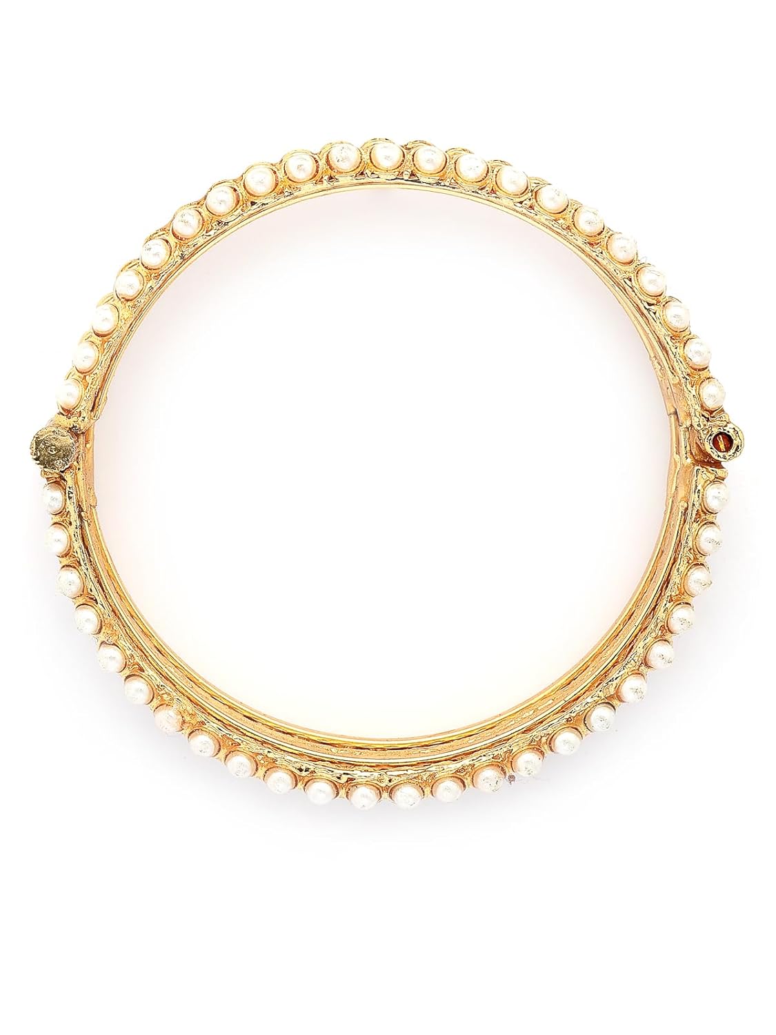Sukkhi Trendy Rajwadi Style Gold Plated with Pearls Studded Broad Kada Bangle Jewellery for Women & Girls|Set of 2|B107298 - Image 8