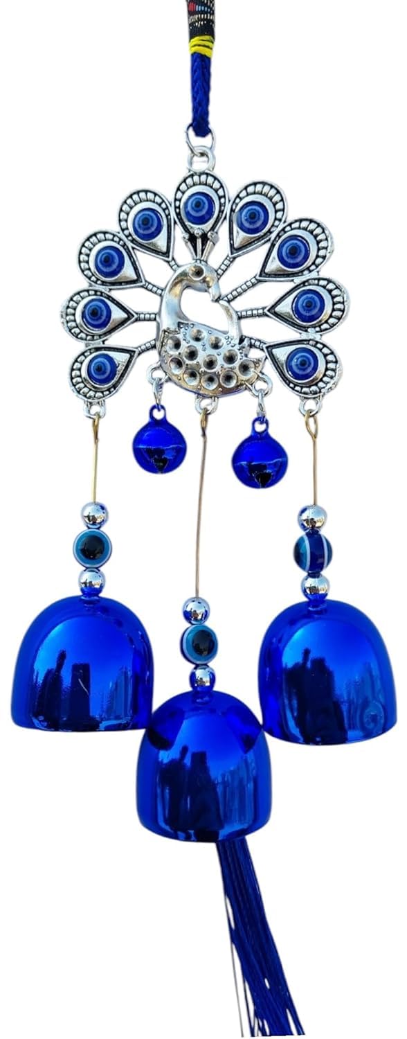Peacock Evil Eye Wall Hanging for Car Home Entrance Nazar Battu Wind Chime for Balcony Good Luck Charm & Prosperity - Image 4