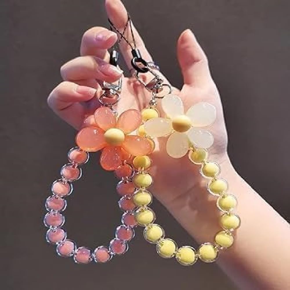 TypoGrove Colorful mobile phone strap beaded flower bracelet creative hanging rope keychain mobile phone lanyard beaded flower anti-lost phone case lanyard girl woman wrist strap phone jewelry, - Image 6