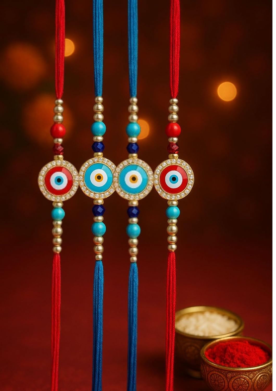 Koogly Rakhi for Brother (Set of 2) | beautiful Evil Eye rakhi | set of 2 for Bhai, Bhabhi, Brother, Bhaiya - Image 4