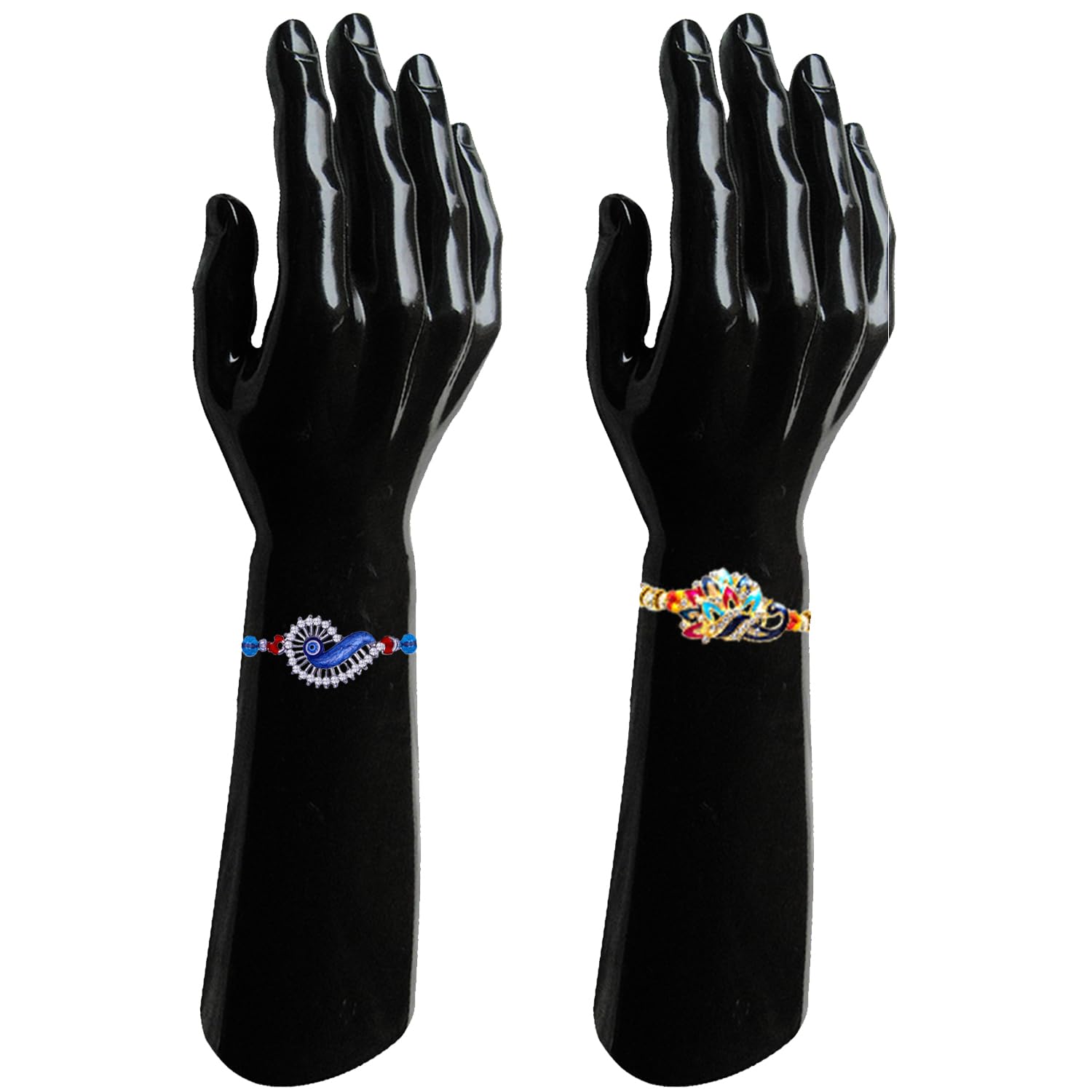 Mahi Combo of Evil Eye and Peacock Shaped Meenakari Work Rakhis with Beads for Bhaiya (RCO1105562M) - Image 3