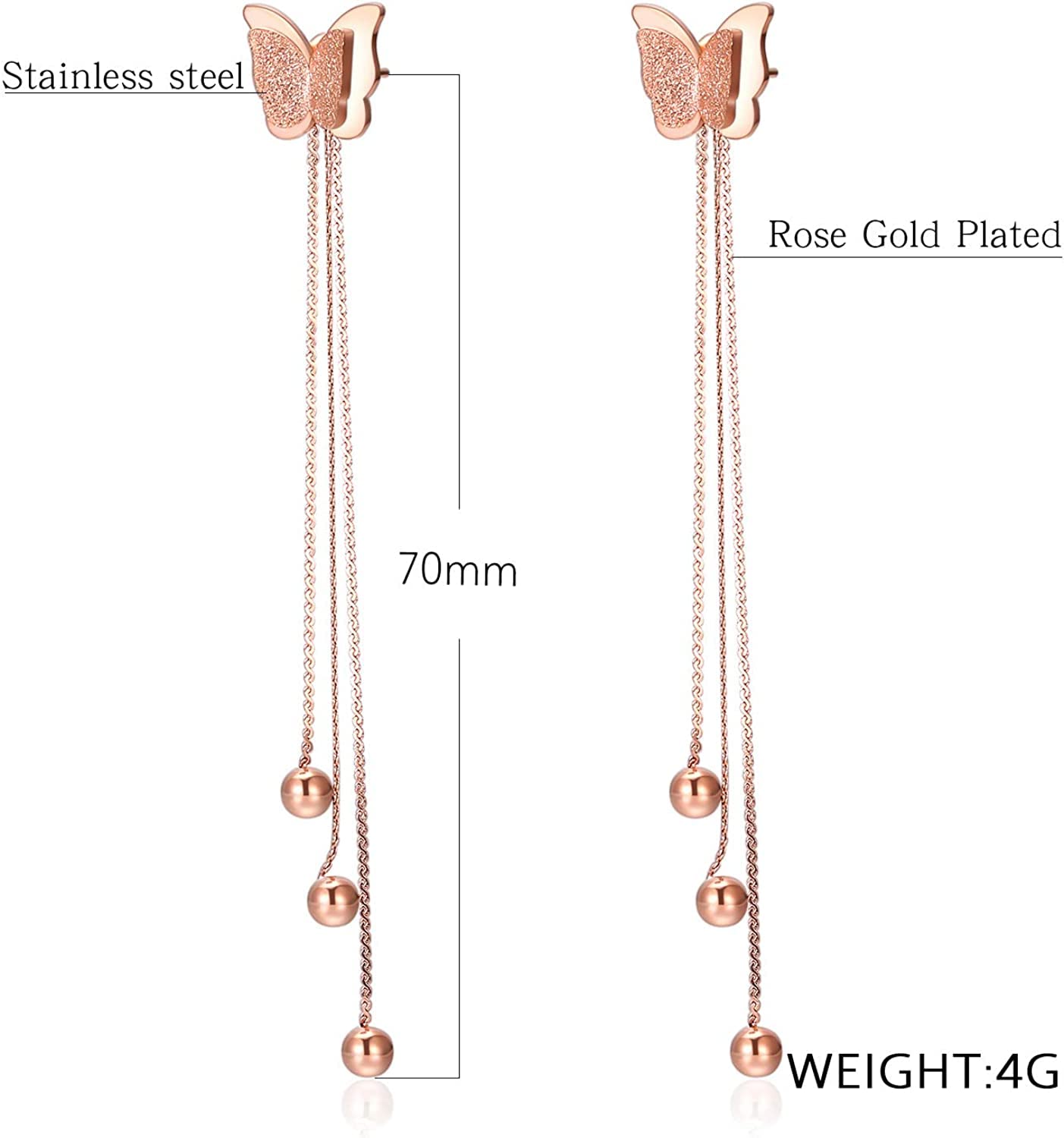 El Regalo Stainless Steel Ati Tarnish- NO RUST Earrings- Rose Gold Plated Stainless Steel Cute Stud Earrings for Women/Girls - Image 3