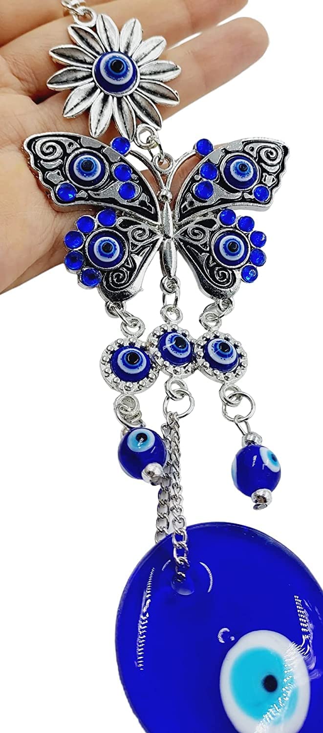 Evil Eye Hanging for Home Entrance Door Decoration, Butterfly Nazar Battu for Home Protection, Good Luck Charm and Prosperity at Office and Home - Image 4