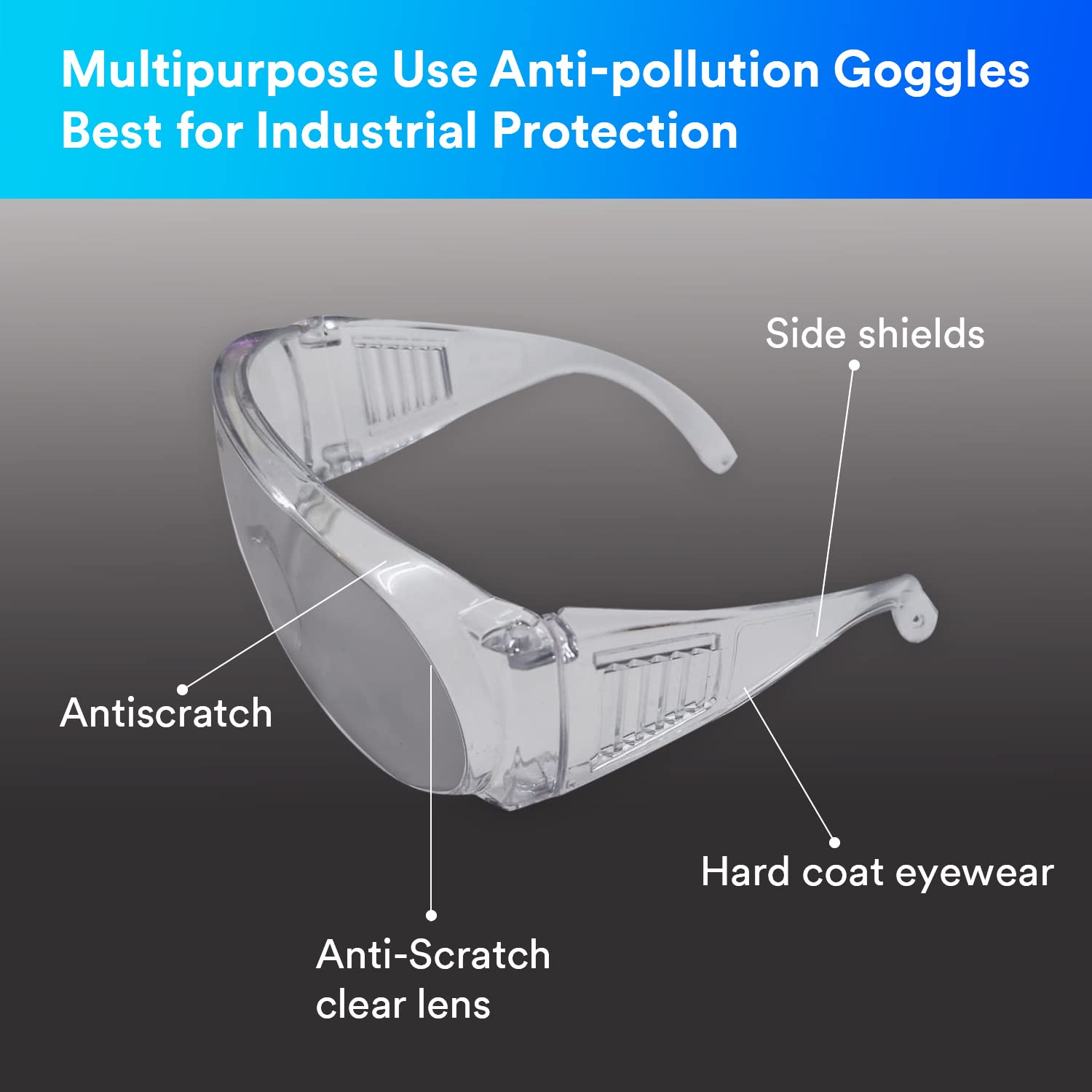 3M 1611 Safety Goggles Hard Coat Eyewear, Over The Spectalar Eye Protector, Anti Pollution Goggles For Multipurpose Use In Riding Motorcycle, Construction, Clear Transparent Goggles (Pack of 1) - Image 7