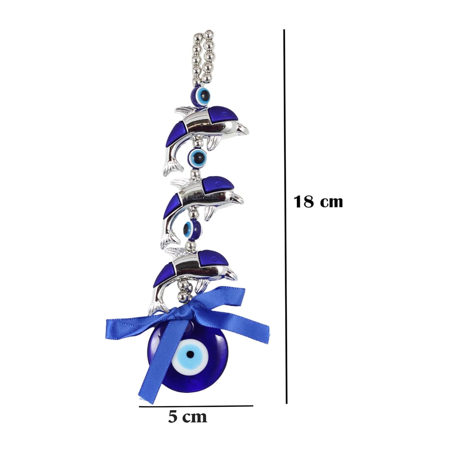 The Quirky Home - Feng Shui Vastu Small Evil Eye Hanging Talisman, Amulet or Nazar Battu Boncuga or Turkish Hamsa Good Luck Gift - Decorative Ornament for Home (Dolphin) - Image 8