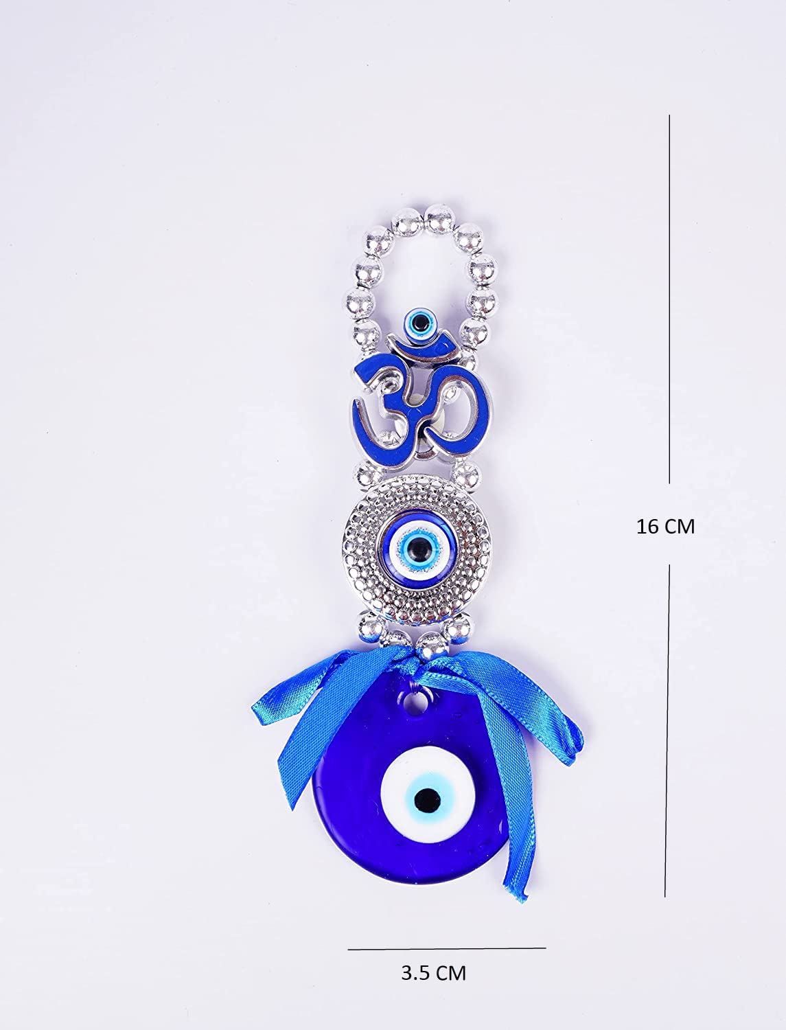 DT DECTONE Combo of White Shivling & Blue Evil Eye OM Design with Blue Pendant Decoration | Lucky OM Hanging Ornament Amulet for Car, Home and Office for Protection and Blessing - Image 7