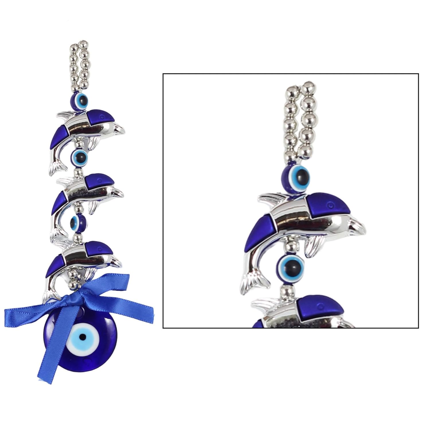 The Quirky Home - Feng Shui Vastu Small Evil Eye Hanging Talisman, Amulet or Nazar Battu Boncuga or Turkish Hamsa Good Luck Gift - Decorative Ornament for Home (Dolphin) - Image 5