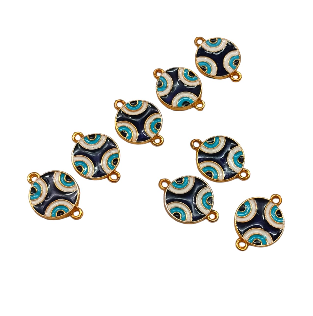 Jaipri Navy Blue Evil Eye Charms, Connectors, Findings for DIY Necklace Bracelet Jewellery and Rakhi Making (22x16mm 8 PCS) - Image 2