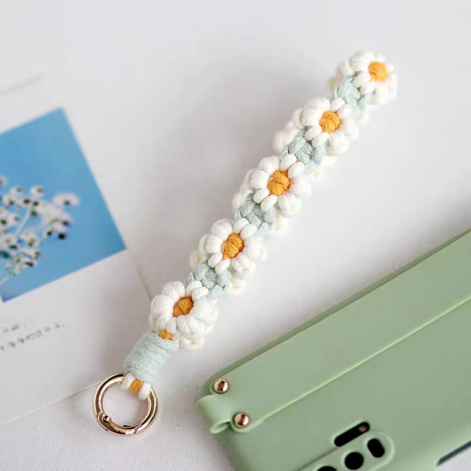 Azeem mart Macrame Flower Keychain Bag Charms & Backpack Charms Personalised Macrame Keyring,Boho Knitting Keychain, Birthday/Boho Gift Idea - Image 7