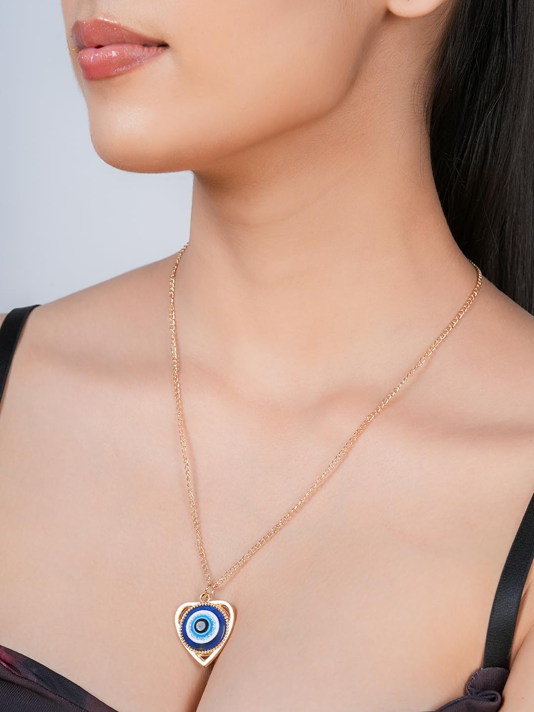 STYOLLO Fancy Golden Evil Eye Protector Metal Chain Necklace Set For Women & Girls | Evil Eye Pendant | Gold Plated Women's Necklaces Fashion Jewellery Sets | Girls' Chains & Necklaces- Pack of 1 - Image 6