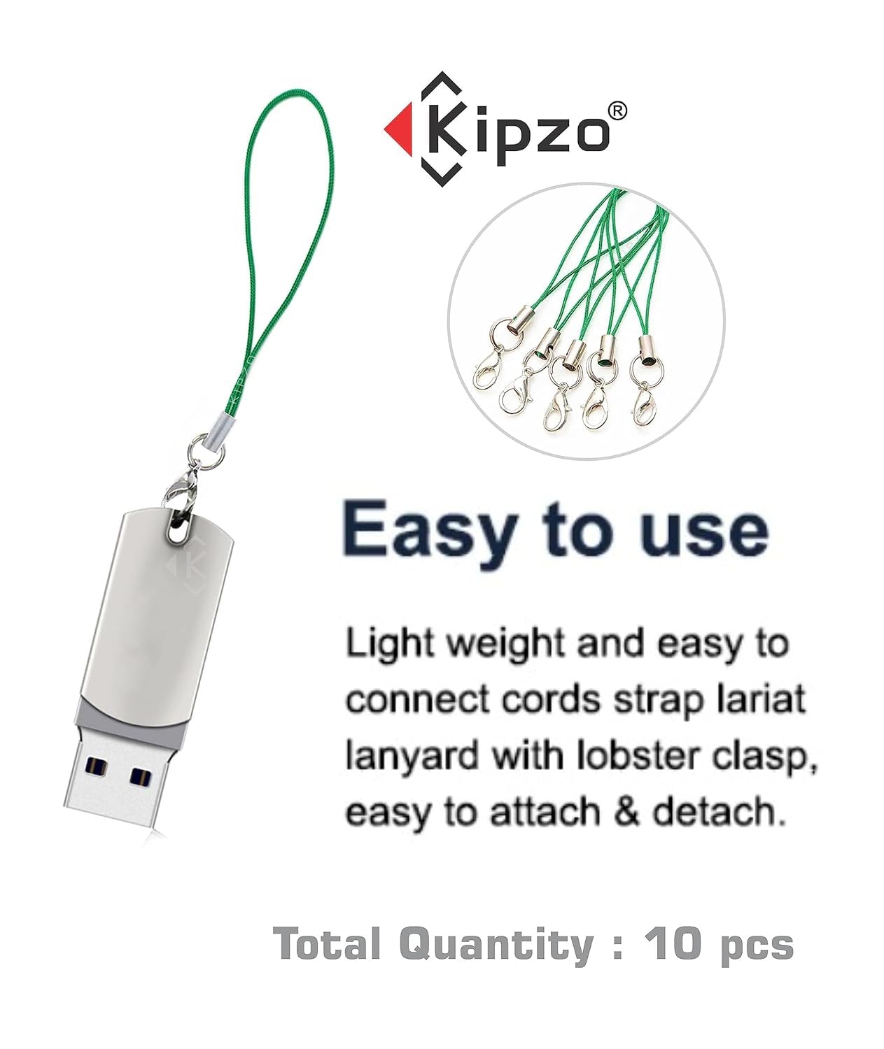 KIPZO® Durable Green Pack of 10 pcs Phone Strap Charm lobster clasp for cell phone Cover keyring Pendrive Badge Holders Charm DIY Jewellery straps thread Ring with Hook smart round case pouch - Image 4
