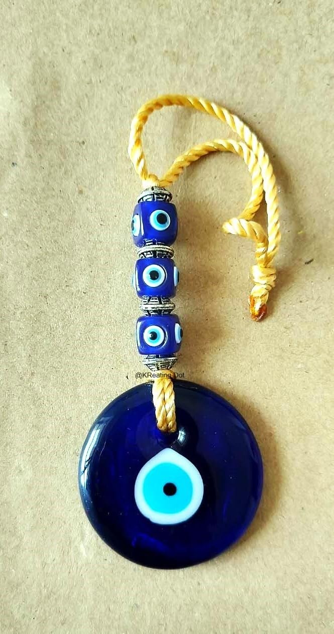 5 CM KReating Dot ORIGIONAL Evil Eye Blue Feng Shui Vastu, Nazar Batu | Protection from Bad Luck | Brings Prosperity, Success, Good Health and Wealth | Best for Home & Office & Car (Design-EEH82402) - Image 2