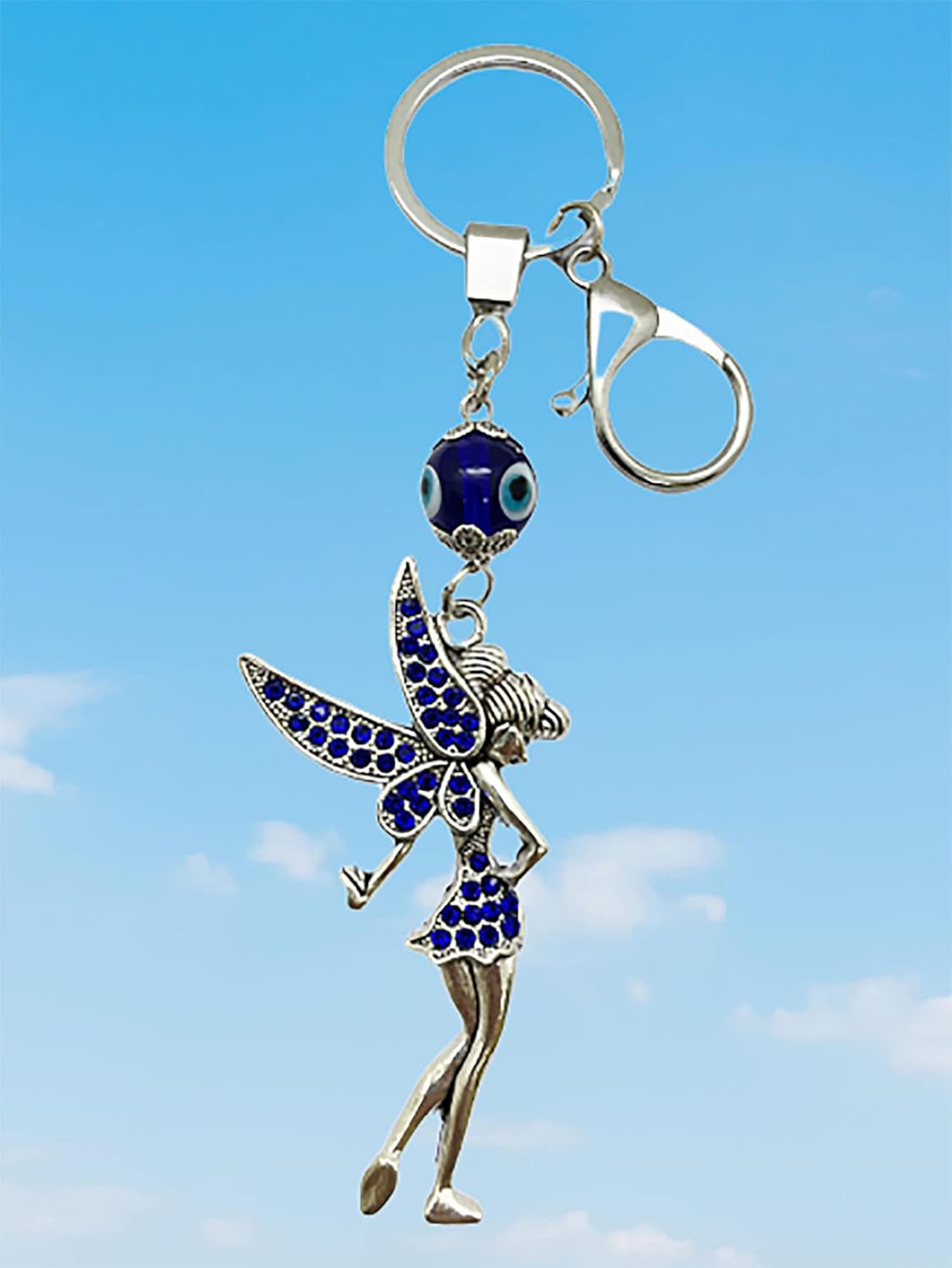 Natchcart Blue Evil Eye with Key Shape Keychain For Bike/Car Gifting With Key Ring Anti-Rust - Image 7