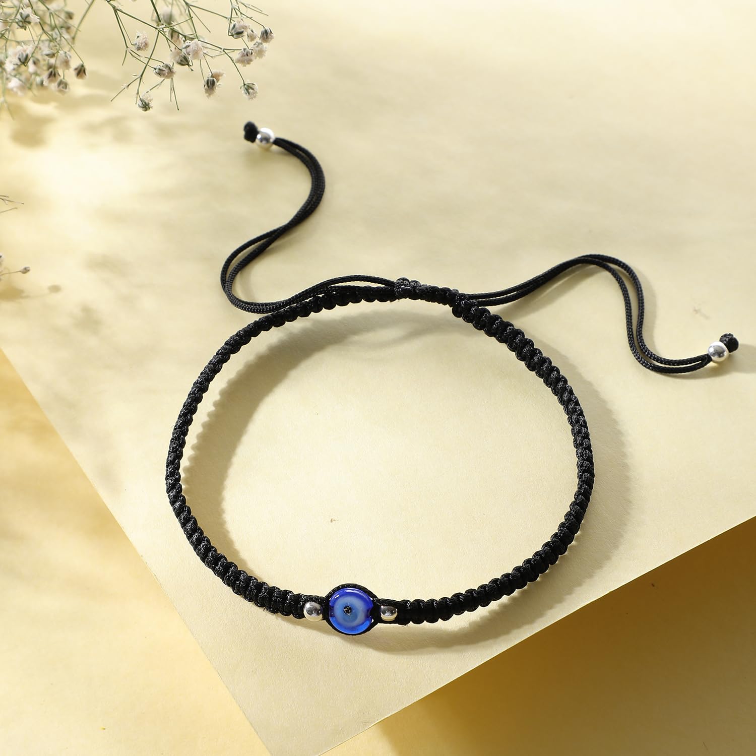 DHRUVS COLLECTION 925 Pure Silver Adjustable Black Thread Evil Eye Bracelet For Girls & Women - Image 5