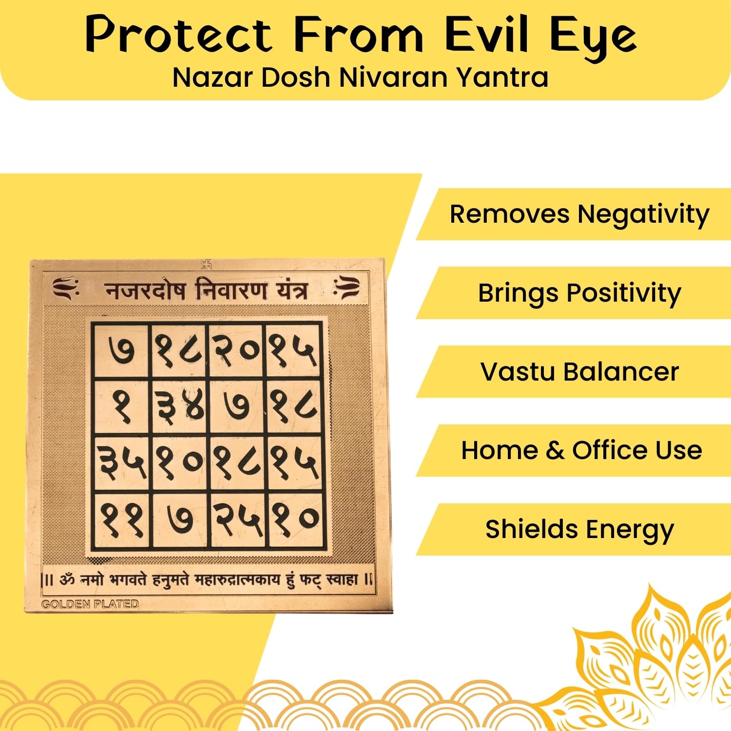 Plus Value Vastu Nazar Dosh Nivaran Yantra - Vastu Yantra for Protection from Evil Eye (Multi Colour, 3 x 3 Inches) - Image 3