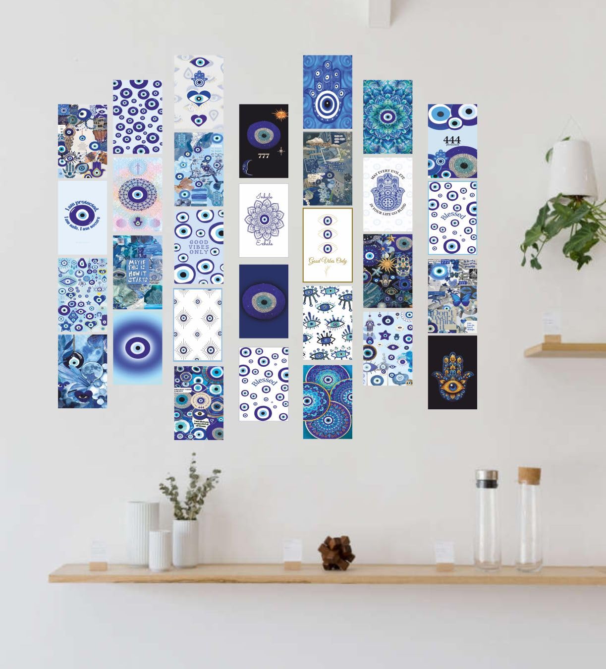 Hetshree Decor Evil Eye Aesthetic Peel-N-Stick Wall Collage Kit, Girl Room Decor, Dorm Decor, Photo Collage Kit, Wall Collage, 30 Piece Sticker Set, 4x6 inches - Image 5