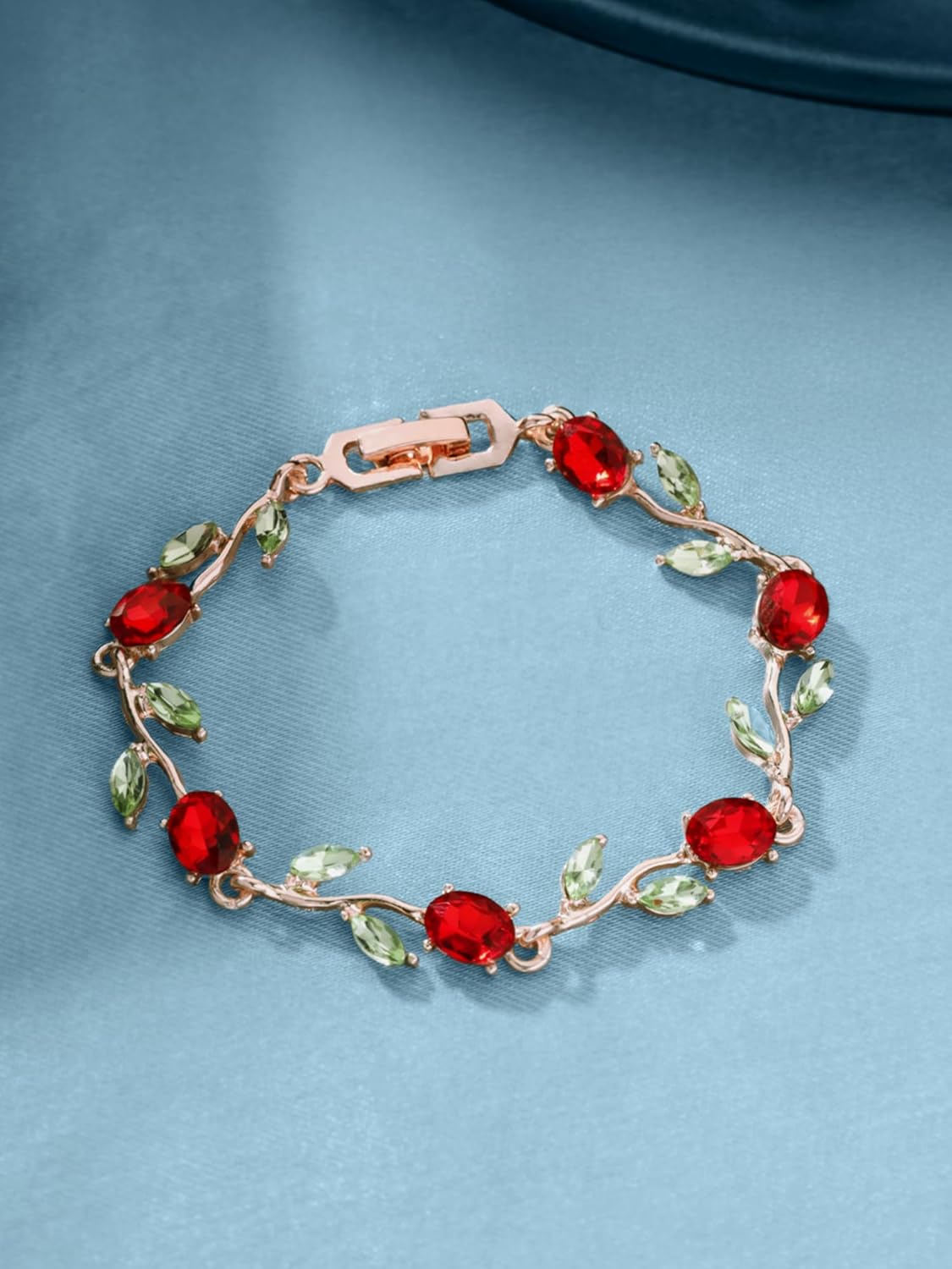 Yellow Chimes Exclusive Latest Rose Chain Swiss Zircons Designer Bracelet for Women and Girls - Image 4
