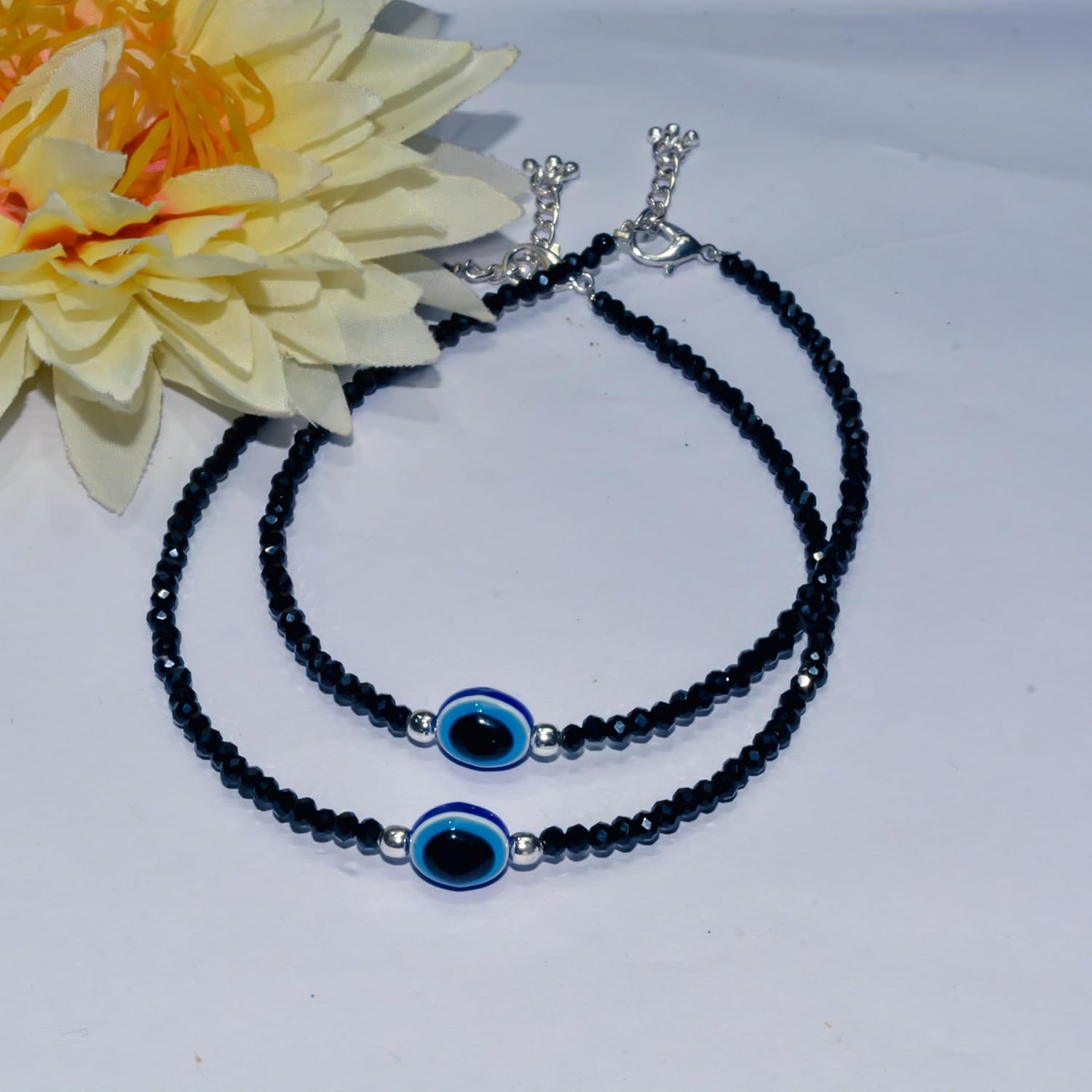 JEWELOPIA Evil Eye black bead single Line Anklets Payal for Women and Girls - Image 5
