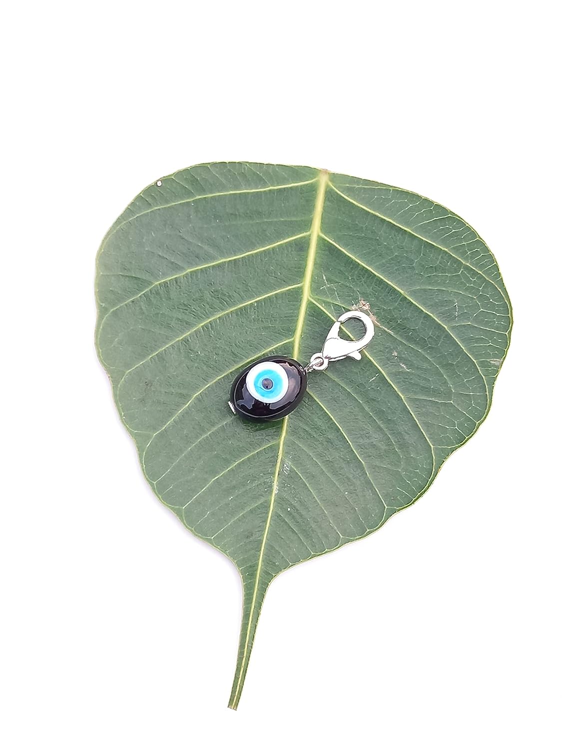 Evil eye charm, bag charm, purse charm, buggy charm, stroller charm, protection, nazar boncuk, dog tag, Silver evil eye pendant, zipper pull (Black) - Image 2