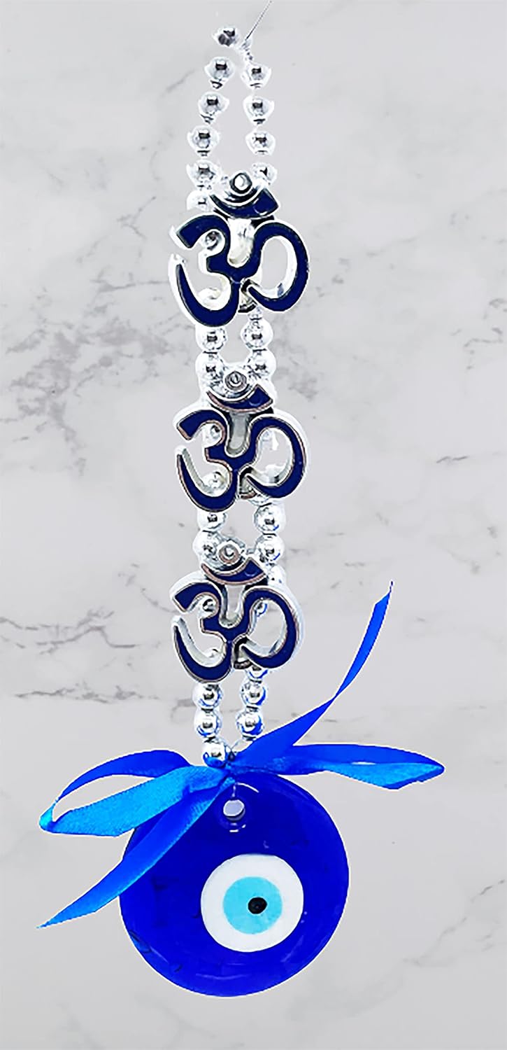 Natchcart Decorative Blue Set of 1 Three Om Turkish Evil Eye Hanging for Home Protection, Good Luck Charm and Prosperity, Interior Wall Hanging Showpiece (FS-2654 Evil Eye) - Image 6