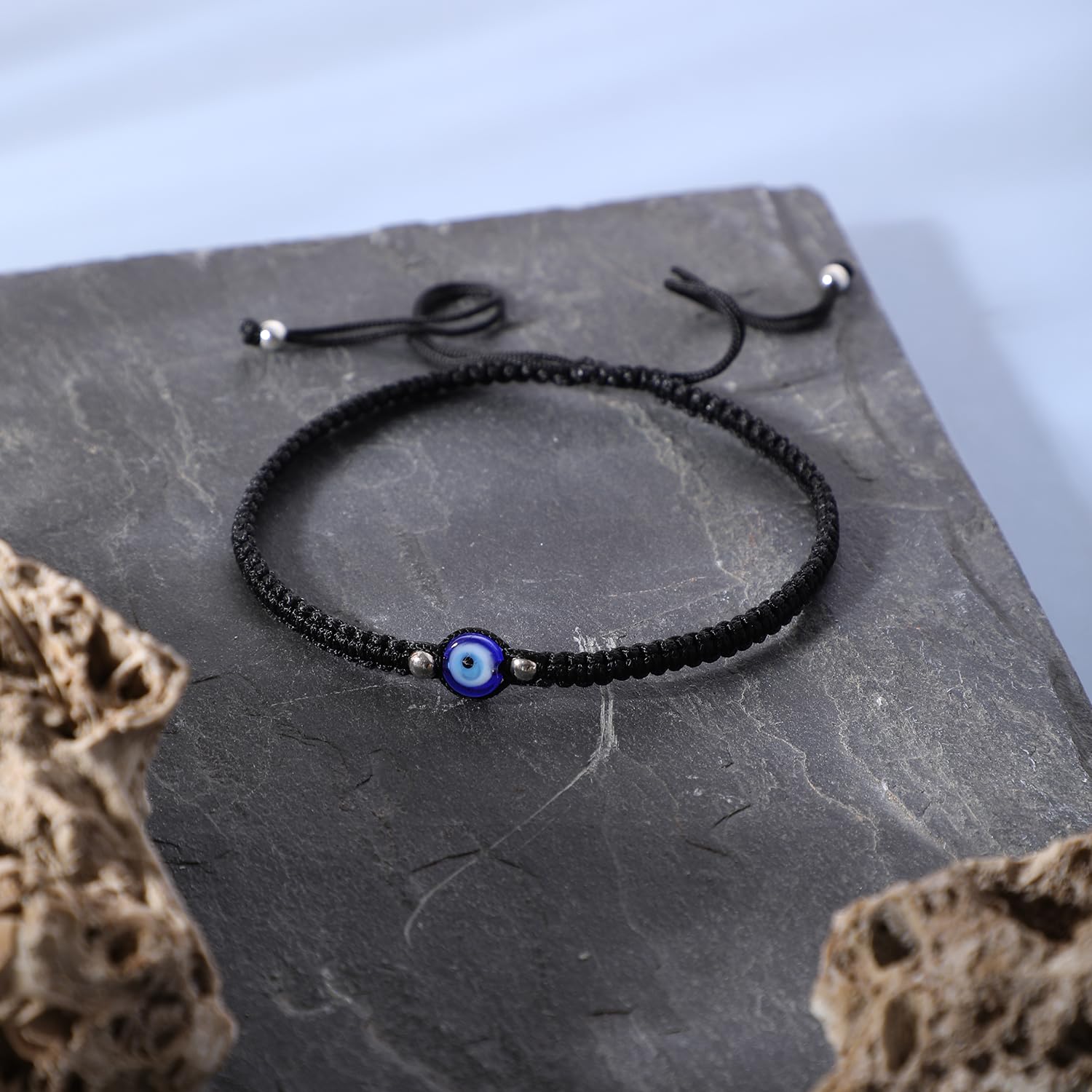DHRUVS COLLECTION 925 Pure Silver Adjustable Black Thread Evil Eye Bracelet For Girls & Women - Image 3
