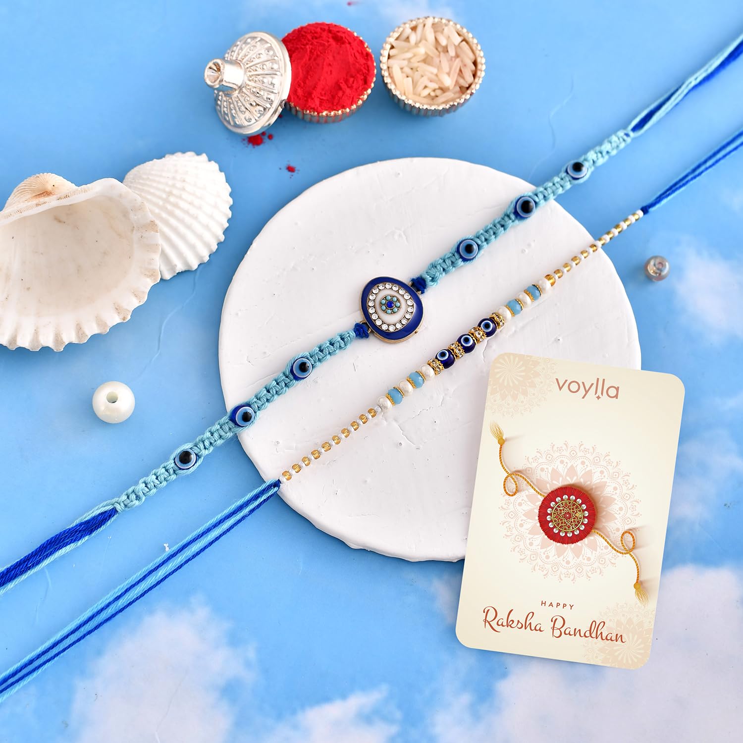 VOYLLA Pack Of 2 Evil Eye Charms Men's Rakhis|Pack Of 2 Rakhi|Rakhi For Brother|Rakhi Combo| - Image 5