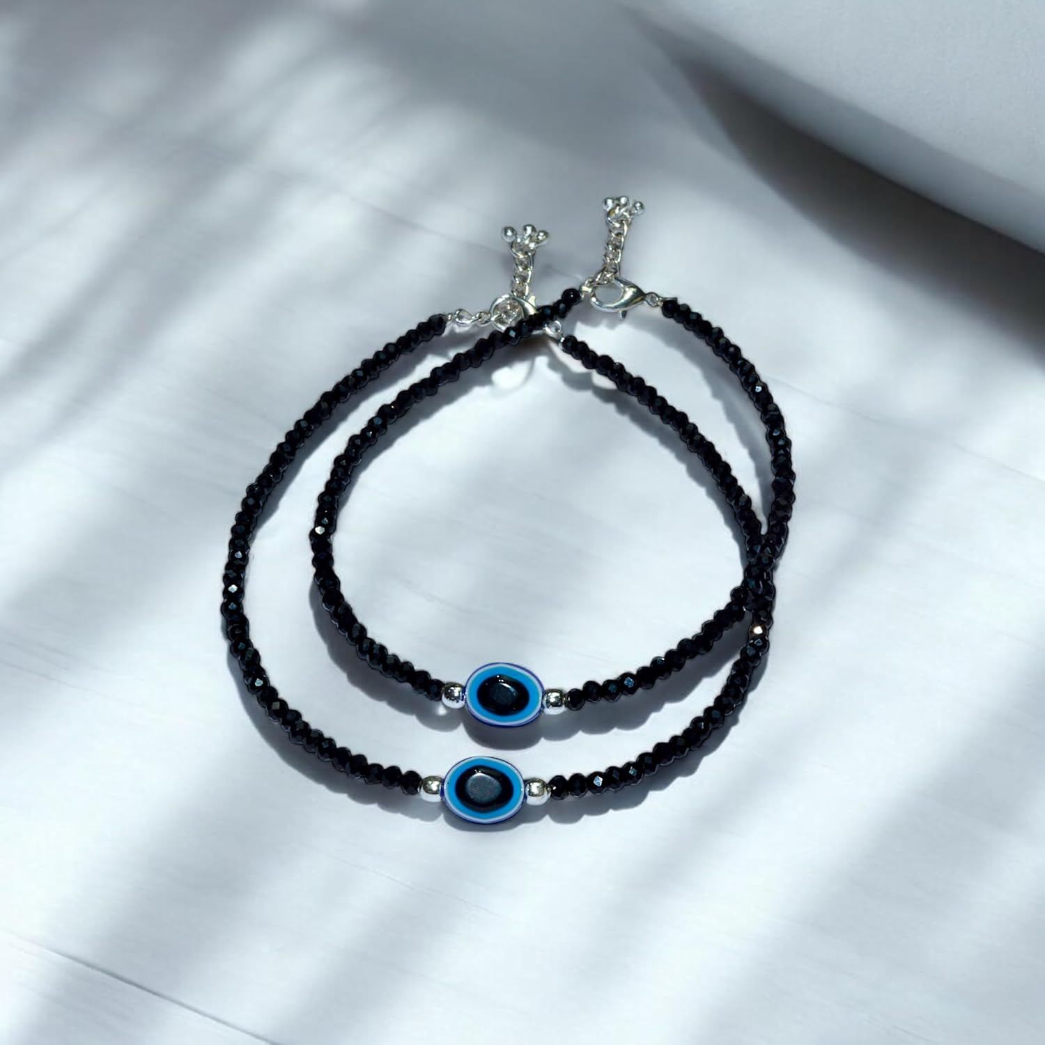 JEWELOPIA Evil Eye black bead single Line Anklets Payal for Women and Girls - Image 6