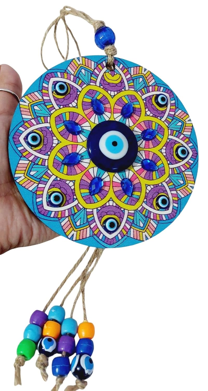 ARTISKRITI Evil Eye Hanging Blue Yellow for House Entrance Door Decoration, Mandala Art Wall Hanging for Living Room, Housewarming Gift - Image 6