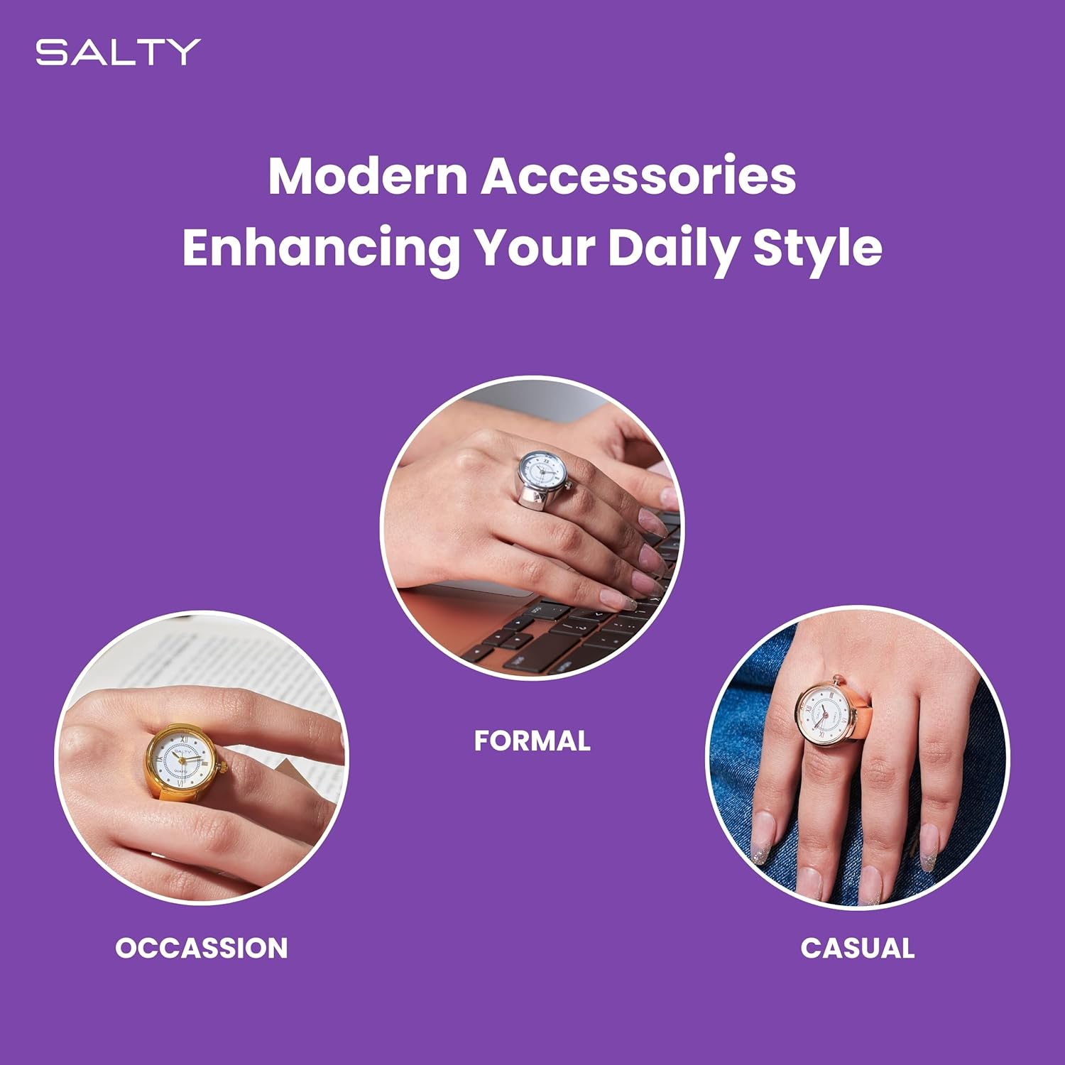 SALTY Ring Watch for Women & Girls | 6 Months Warranty | Stylish Stretchable | Anniversary, Engagement, Birthday & Everyday Wear Gift - Image 9