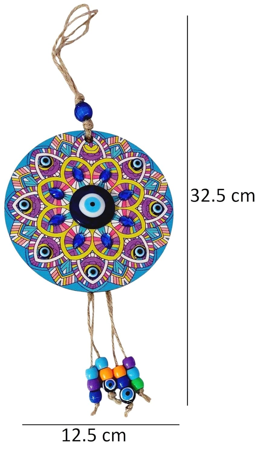 ARTISKRITI Evil Eye Hanging Blue Yellow for House Entrance Door Decoration, Mandala Art Wall Hanging for Living Room, Housewarming Gift - Image 4