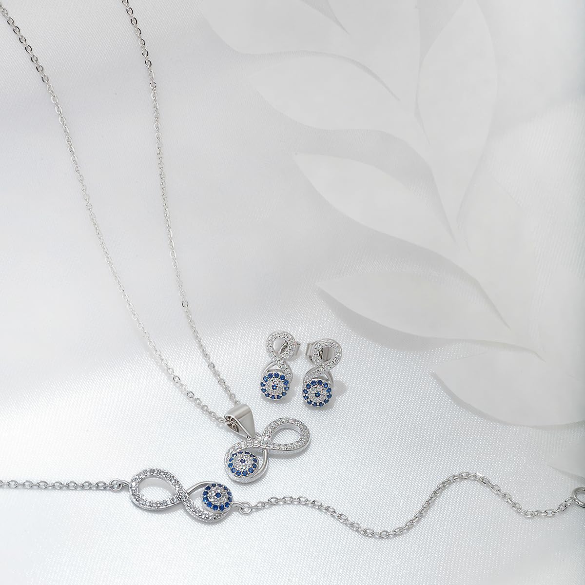 Silberry 925 Sterling Silver Infinity Eye Set | Gift for Girlfriend and Wife | Necklace and Earring for Women & Girls | With Certificate of Authenticity and BIS Hallmark - Image 4